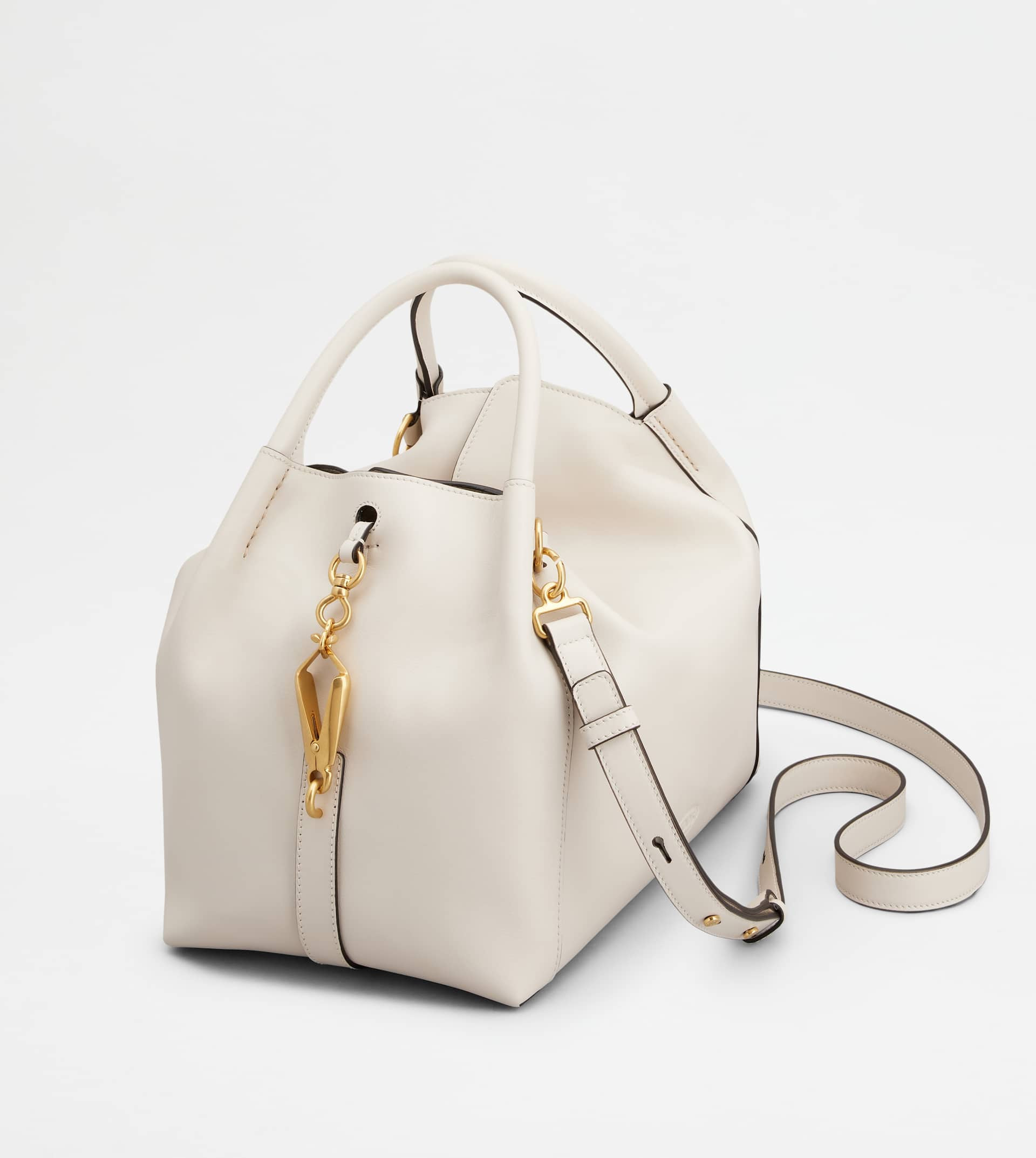 SATCHEL IN LEATHER SMALL - WHITE - 5