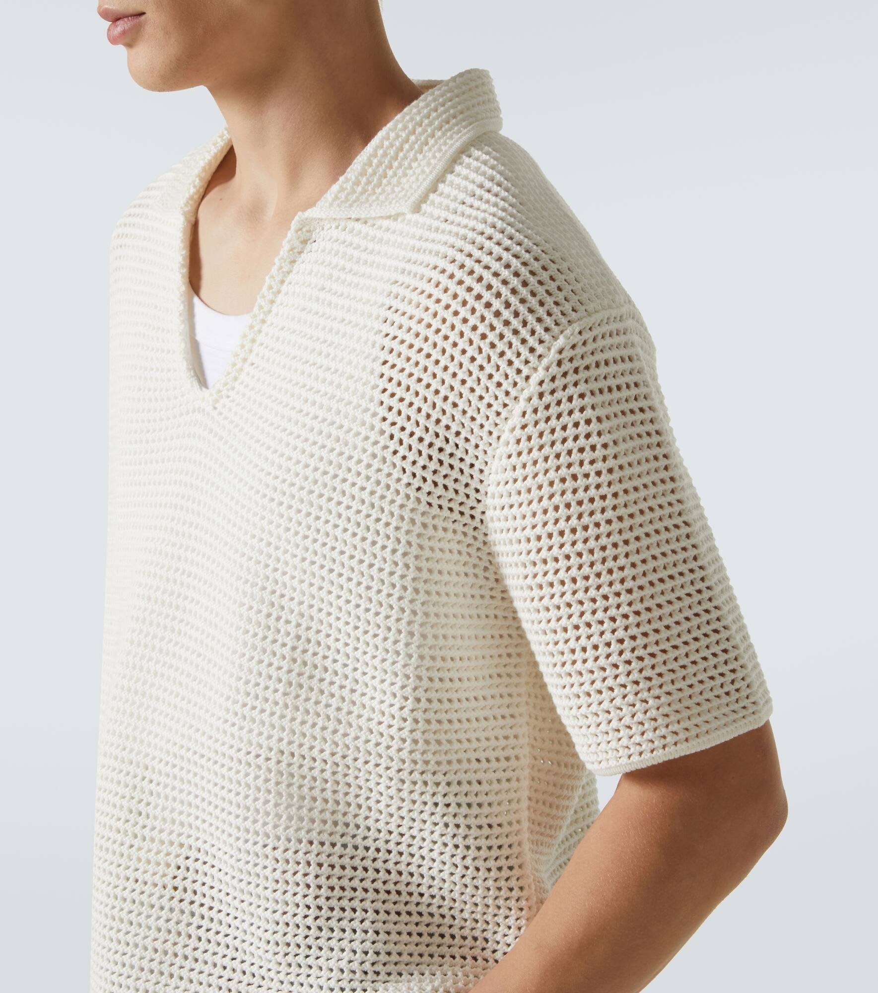 Batten crochet cotton polo shirt - 5
