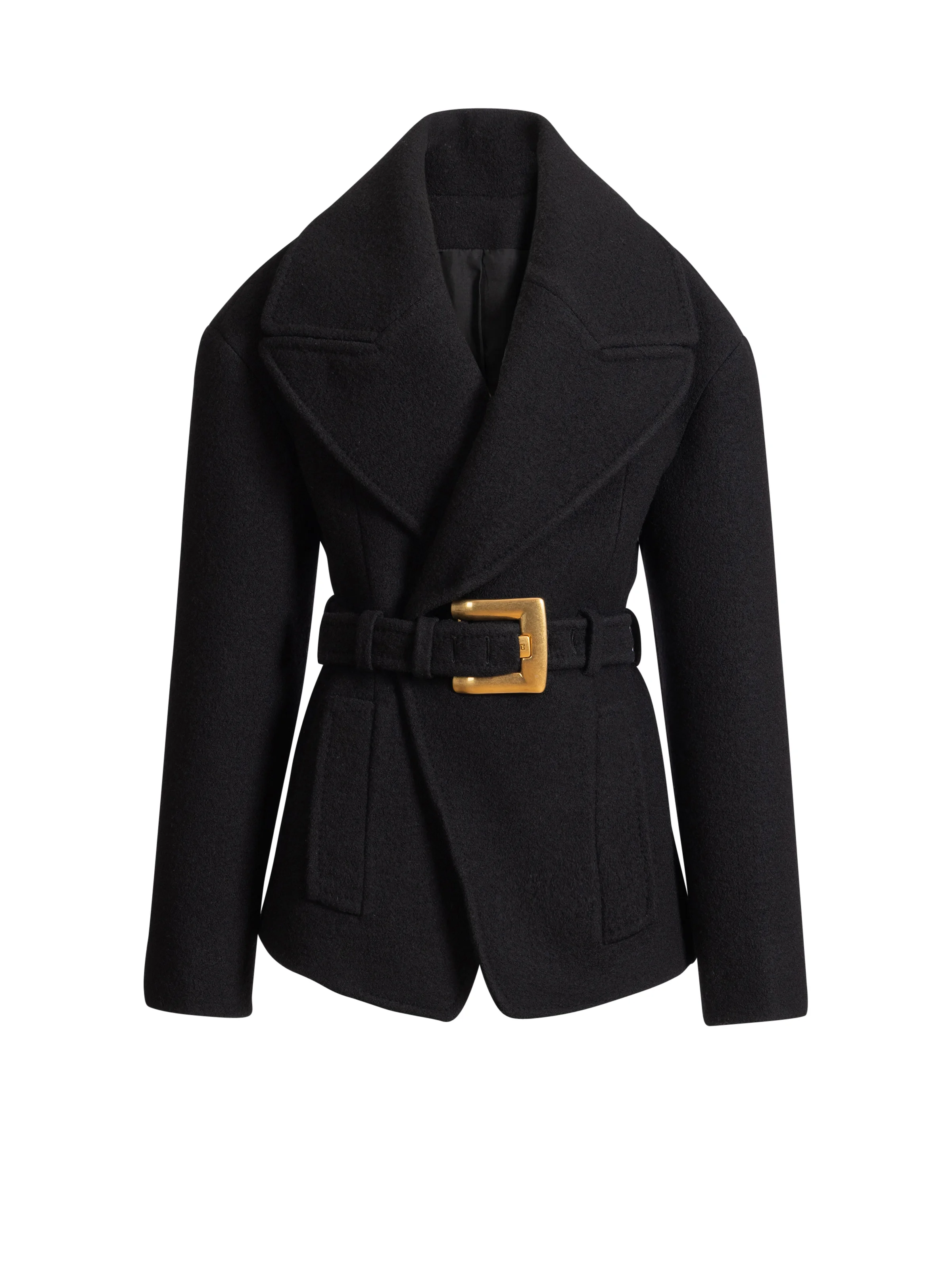 Belted wool pea coat - 1