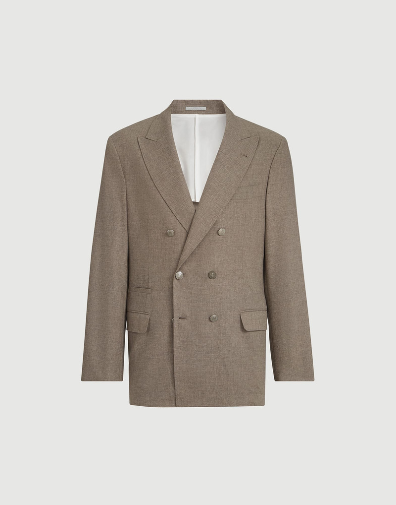 Virgin wool, cotton and silk mouliné one-and-a-half breasted deconstructed blazer with metal buttons 1
