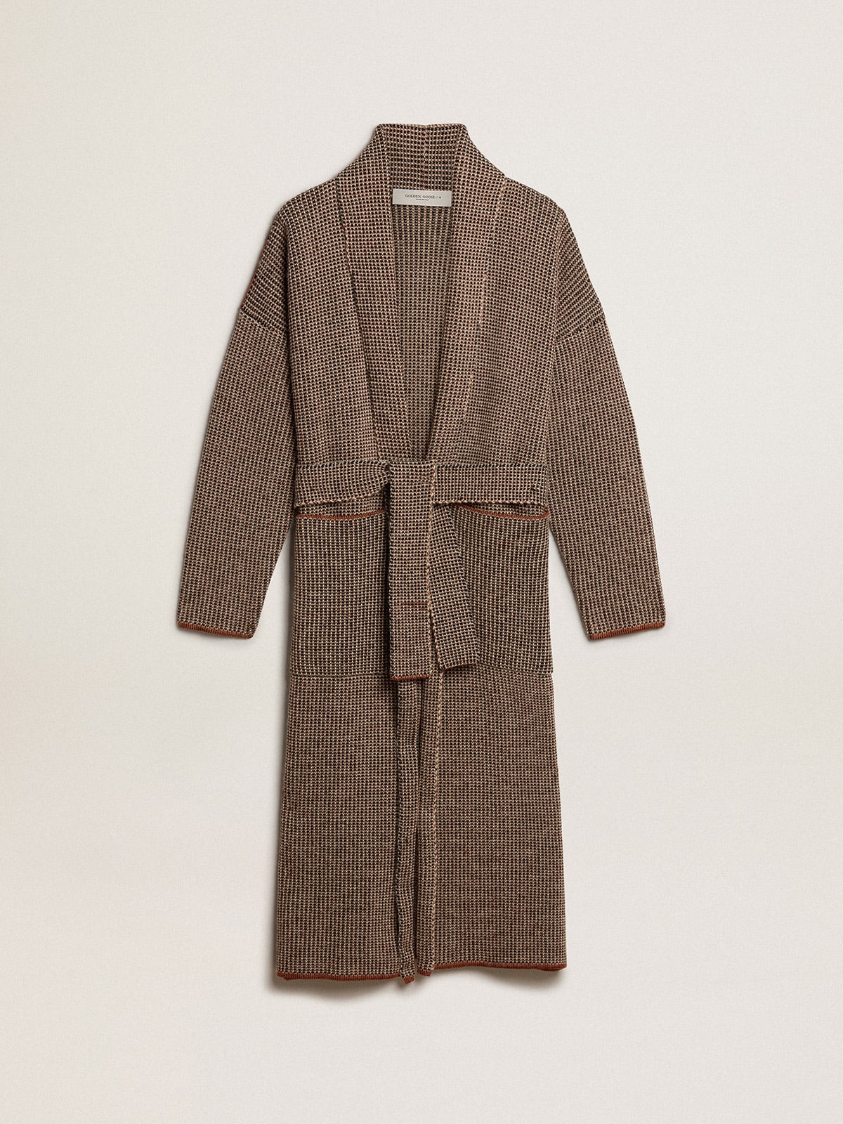 Long brown cardigan with belt - 1