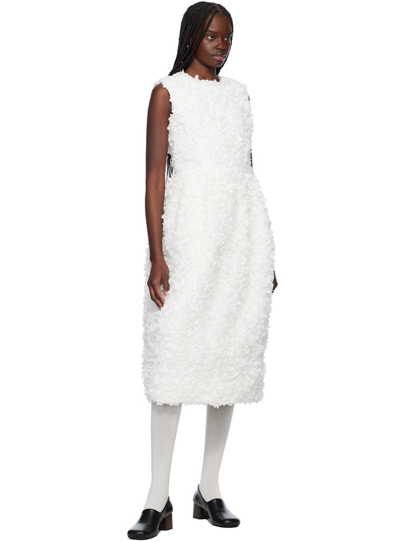 Comme Des Garçons White Tulle Flower Tape Embroidery Midi Dress outlook