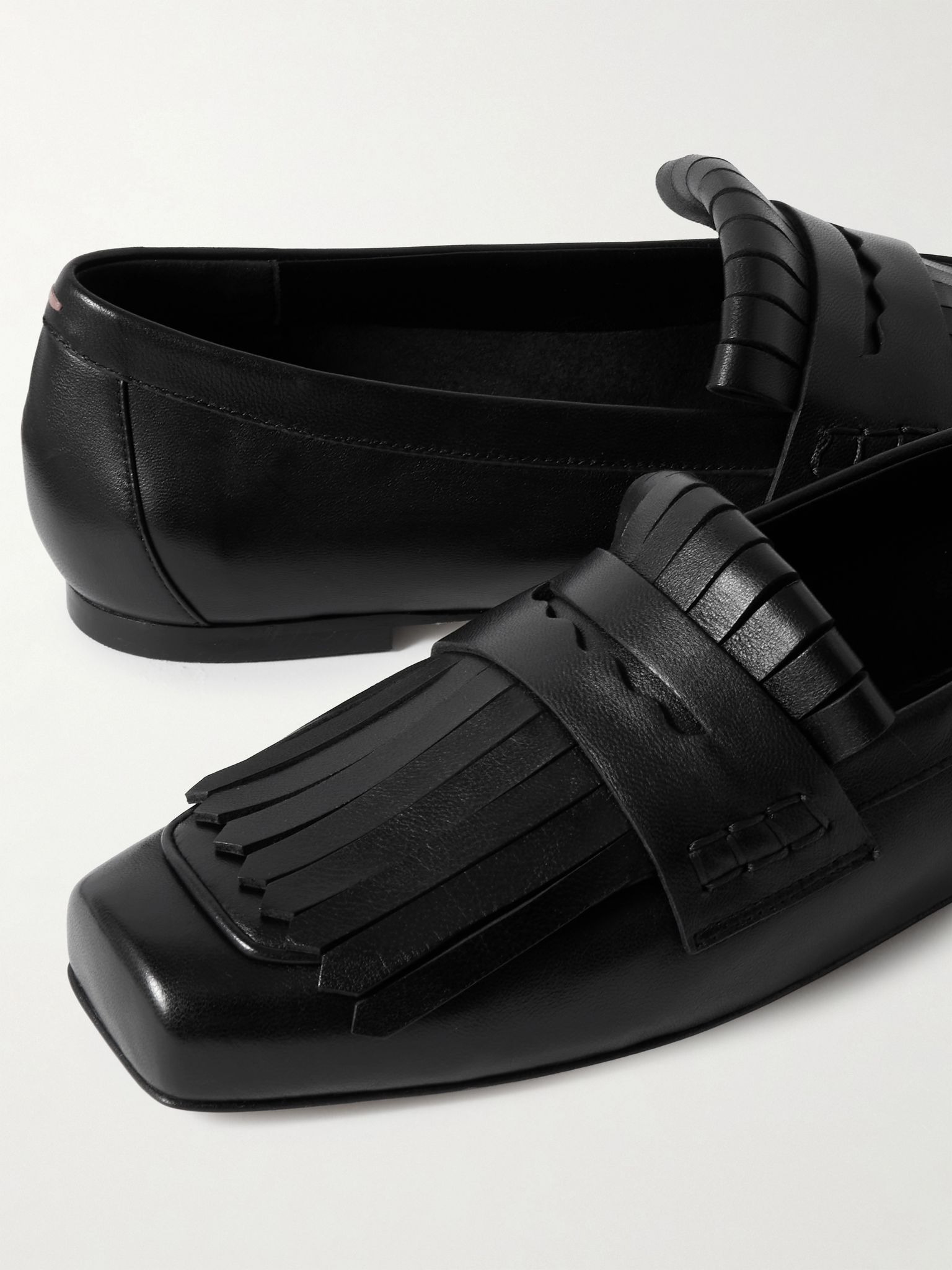 Belen fringed leather loafers Black - 4