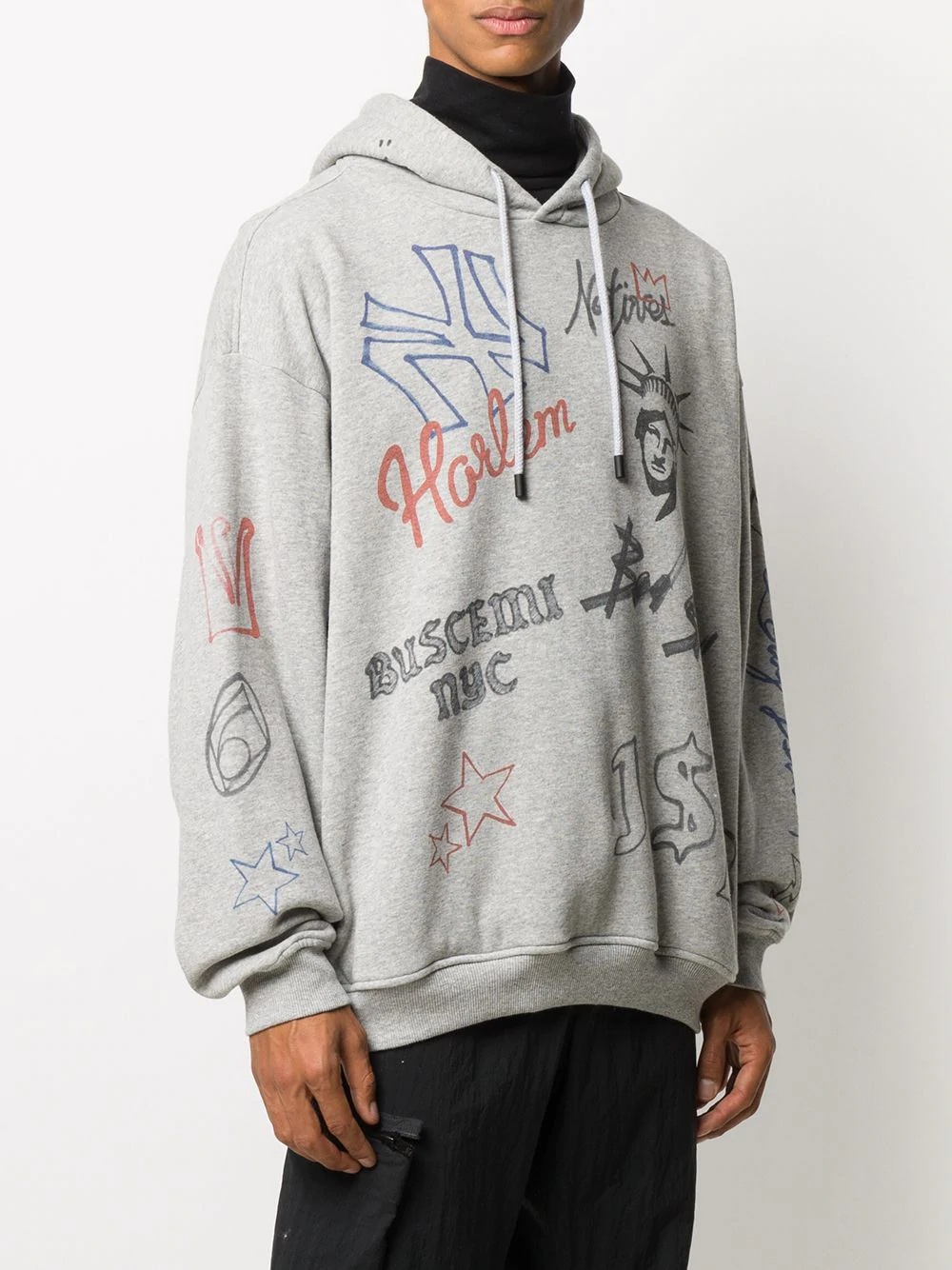 grey graffiti hoodie - 3