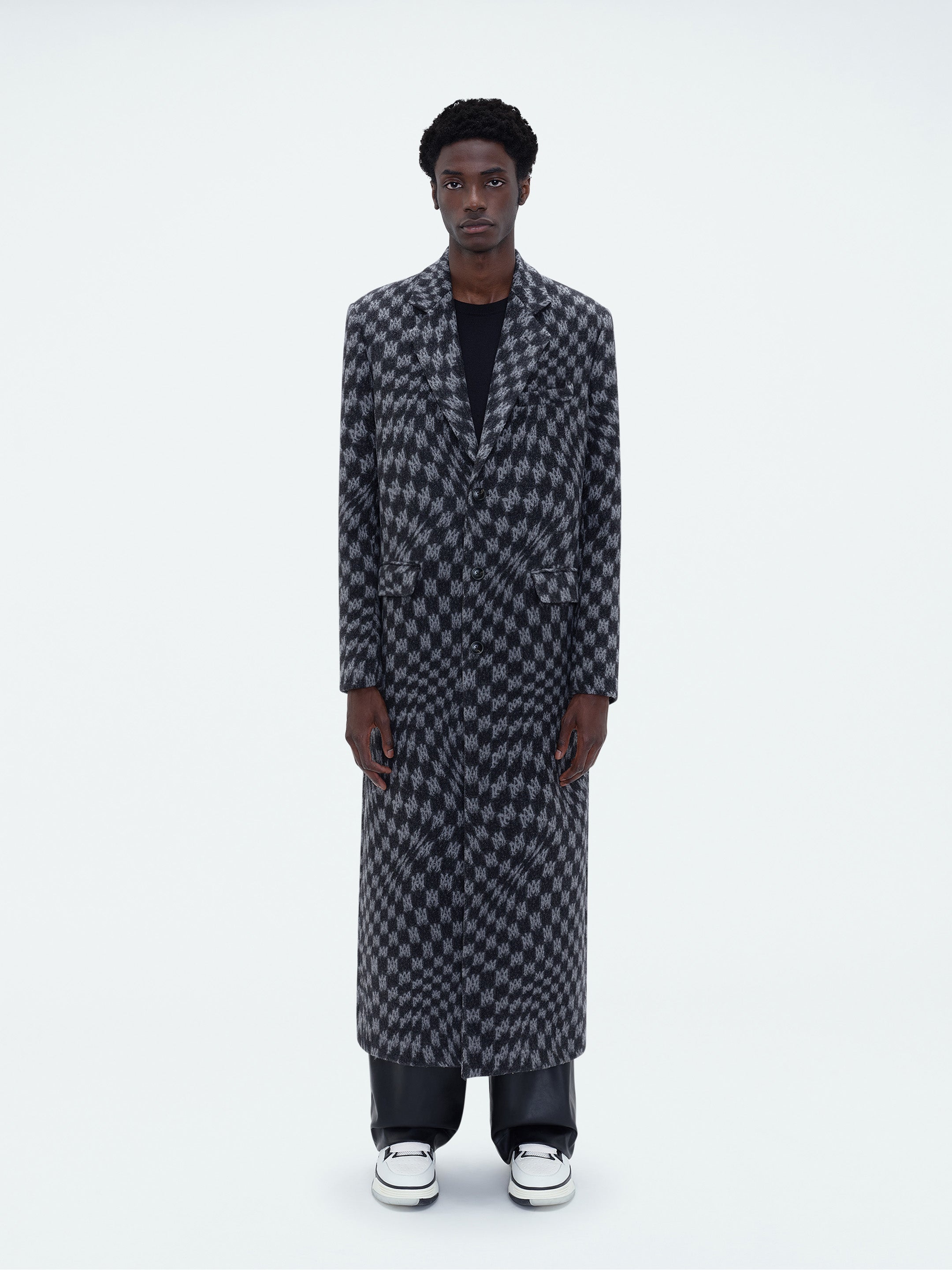 SINGLE BREASTED JACQUARD "WAVY" M.A. OVERCOAT - 2
