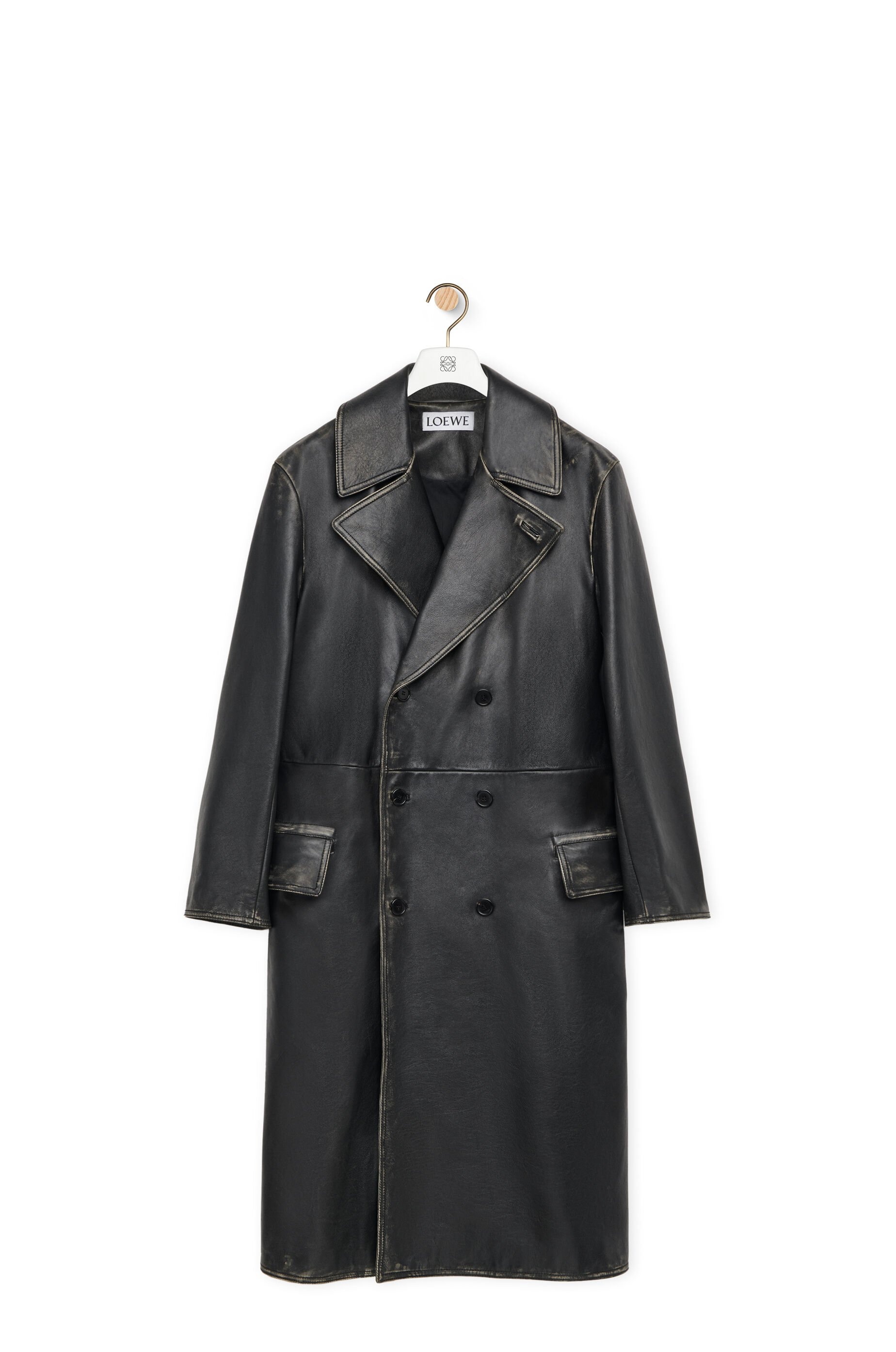 Double breasted coat in nappa calfskin - 1