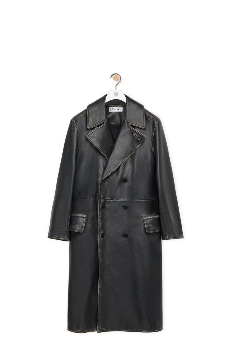 Double breasted coat in nappa calfskin 1