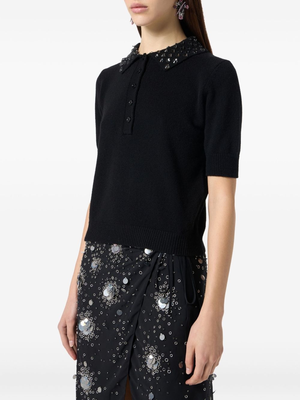 embroidered wool polo shirt - 4