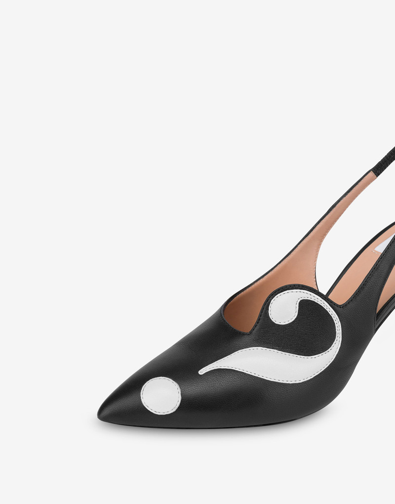 MOSCHINO SYMBOLS NAPPA LEATHER SLINGBACKS 6