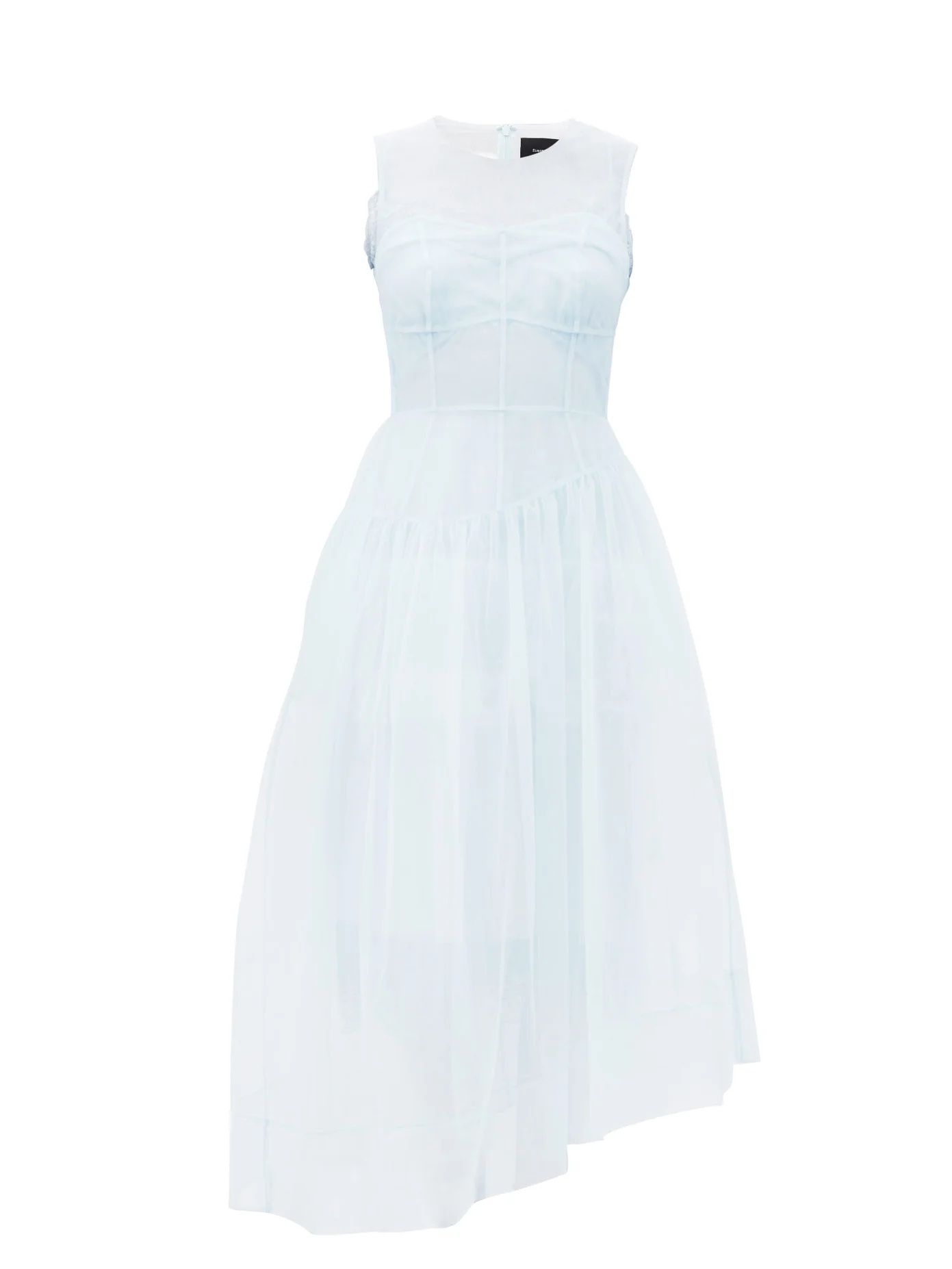 Asymmetric tulle midi dress - 1