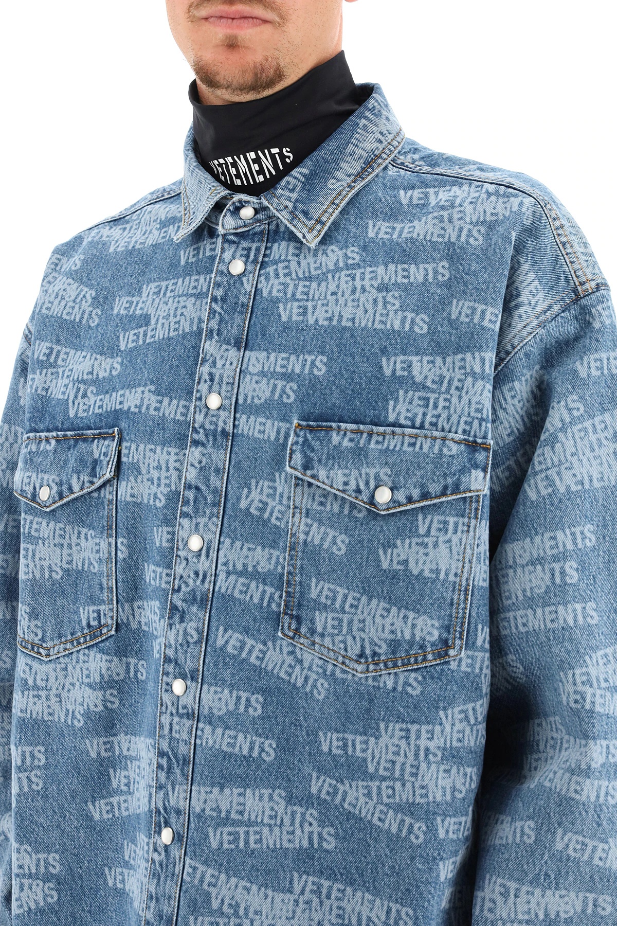 OVERSIZED DENIM SHIRT WITH LOGO - 5