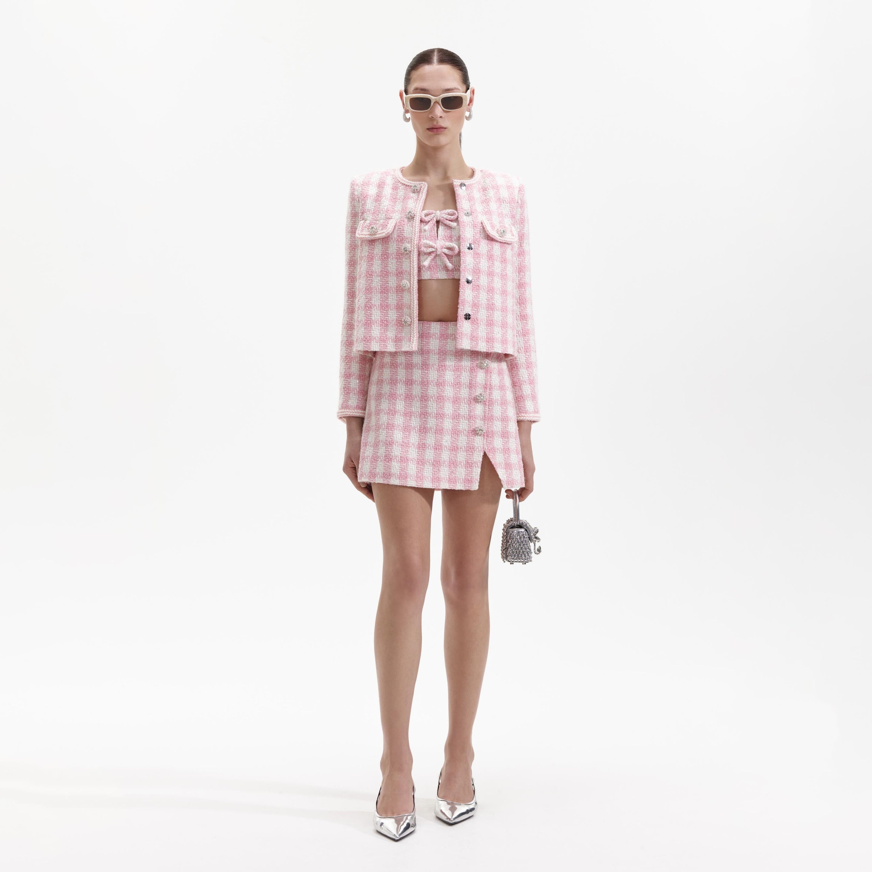 Pink Check Boucle Jacket - 1