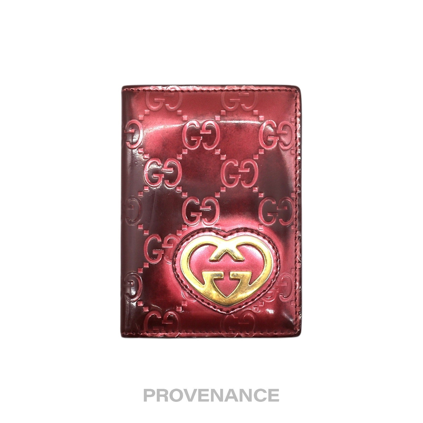 Gucci Heart Pocket Organizer Wallet - Pink Metallic Leather - 1