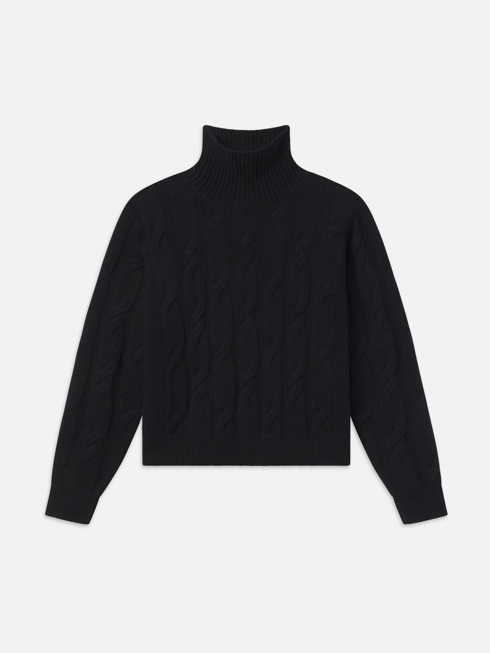 Cable Knit Turtleneck in Black - 1