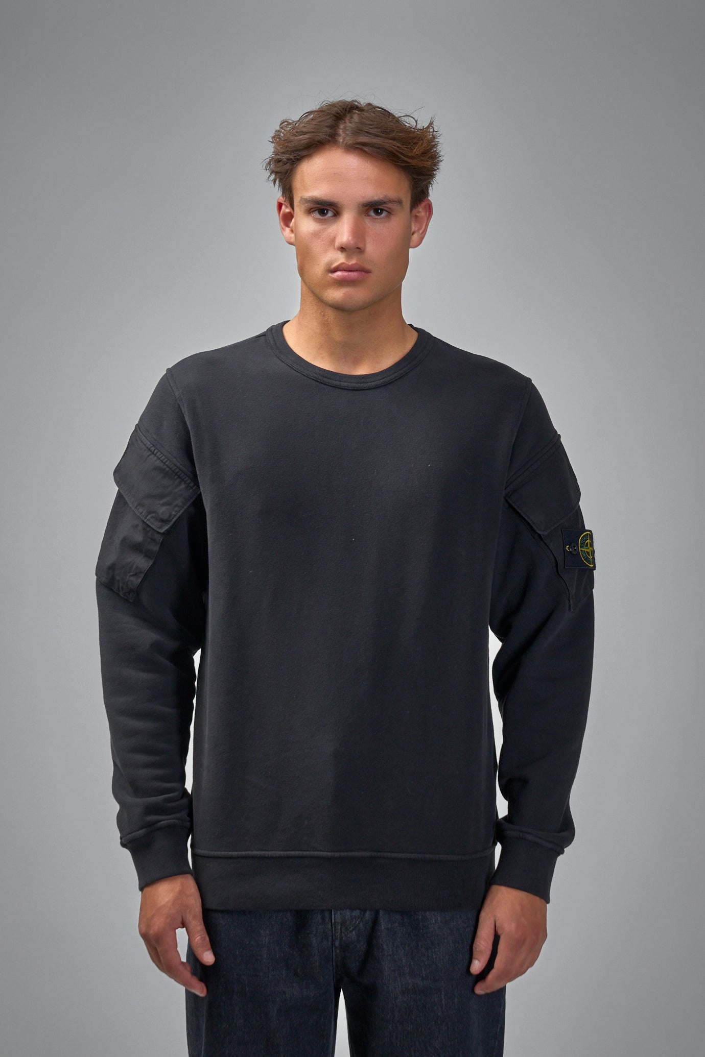 Crewneck Sweater with Pockets - 1