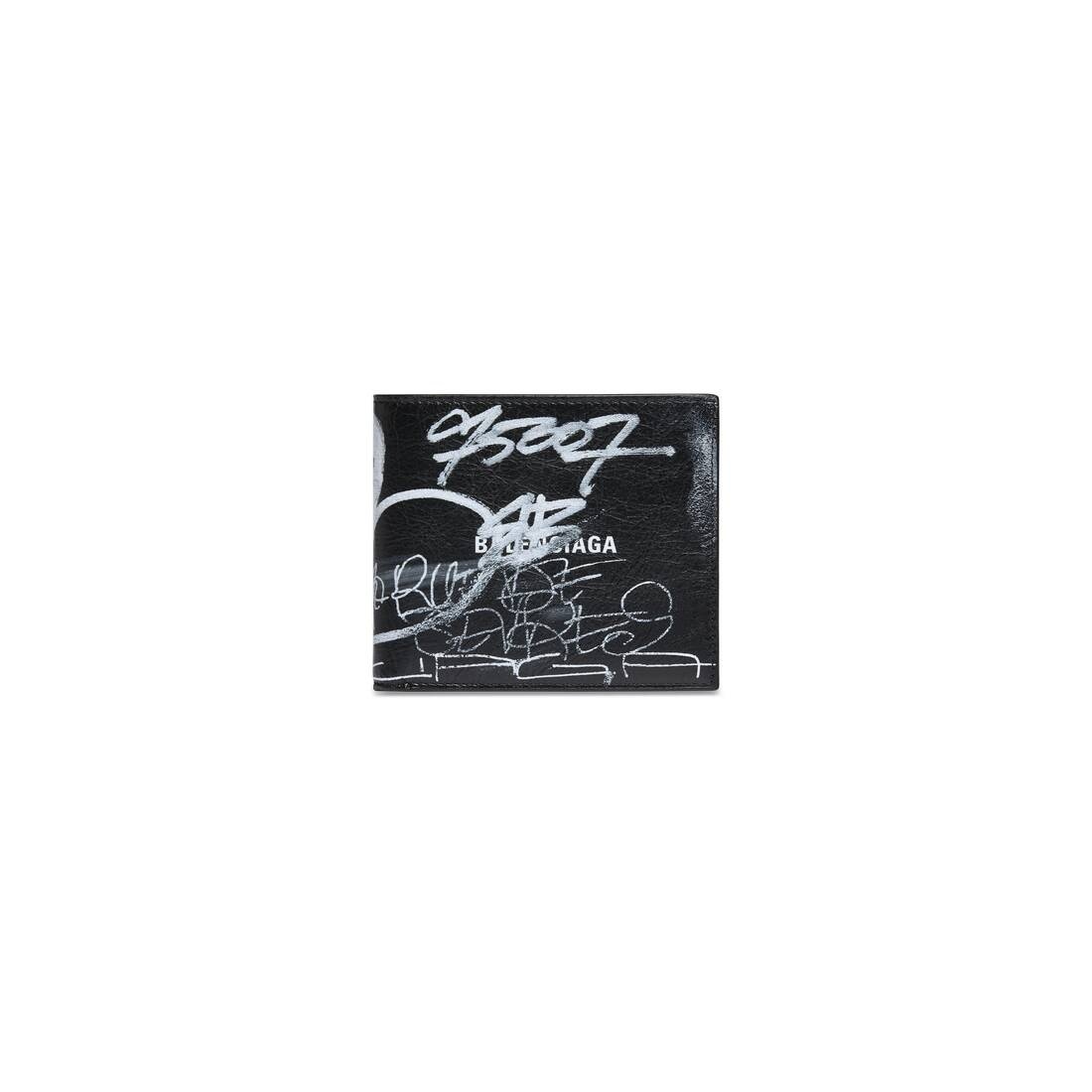 Men's Cash Square Folded Wallet Graffiti in Black - 1