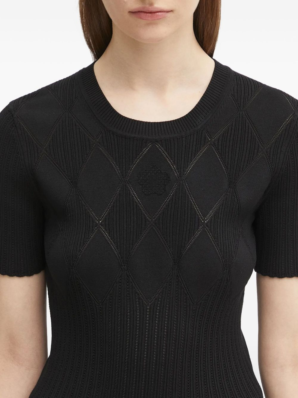 ribbed-knit diamond-pattern top - 5