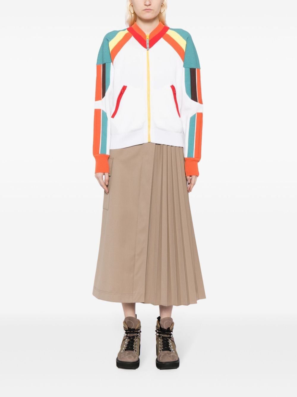 colour-block zip-up jacket - 2