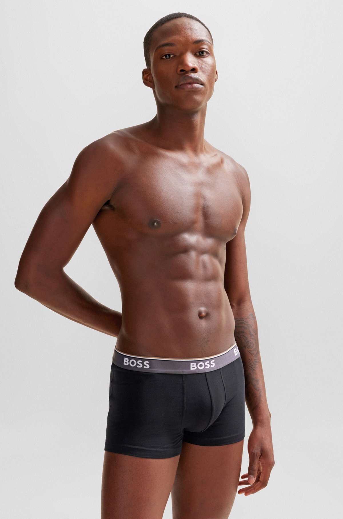 THREE-PACK OF STRETCH-COTTON TRUNKS WITH LOGO WAISTBANDS - 6