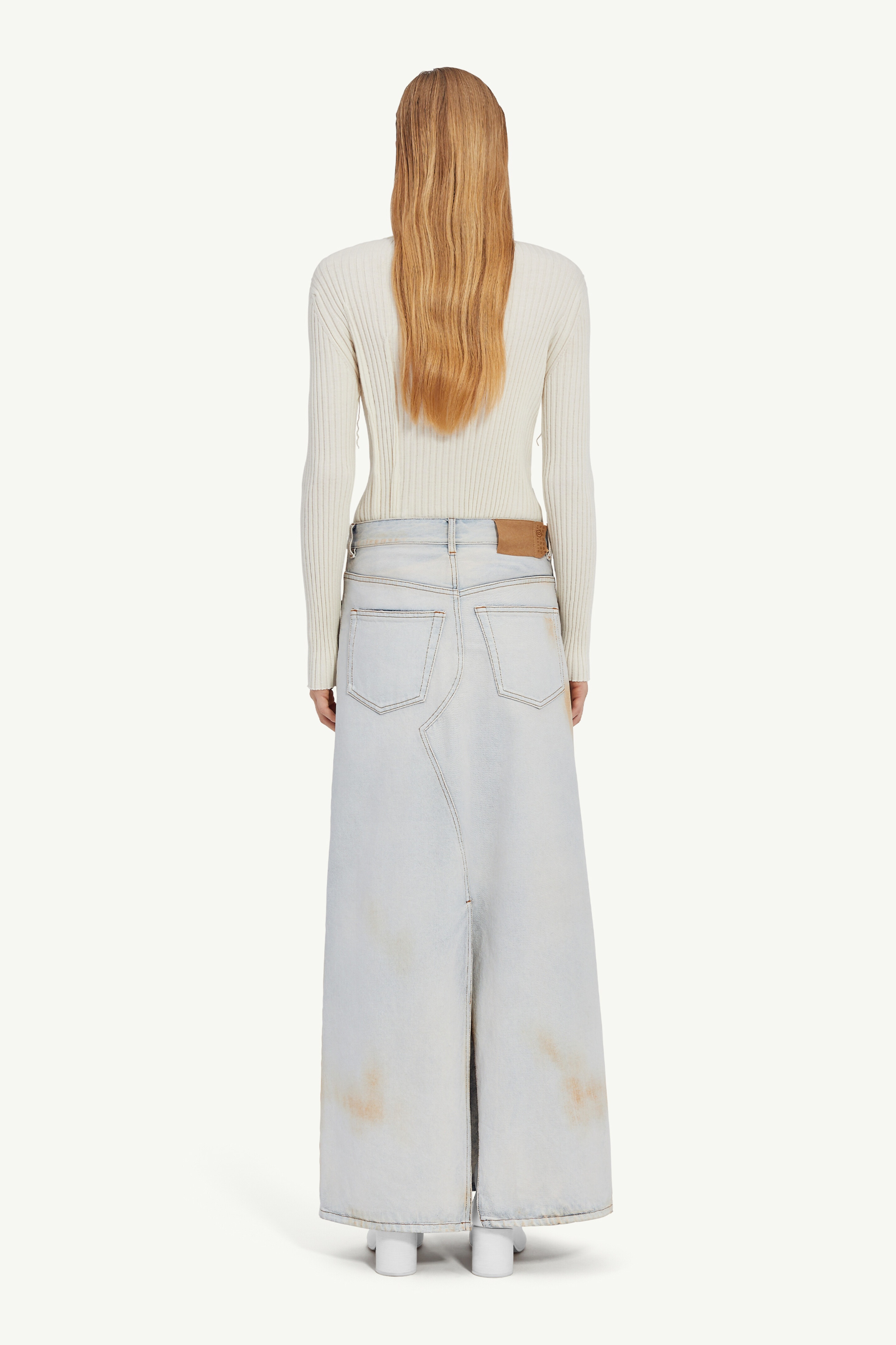 Distressed denim maxi skirt - 4