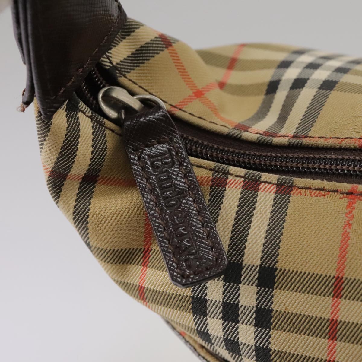 Burberry Hand Bag Canvas Leather Beige Brown Silver - 15