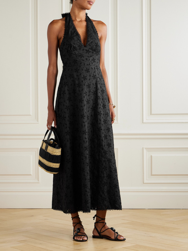 POSSE Salma Broderie Anglaise Cotton Halterneck Midi Dress outlook