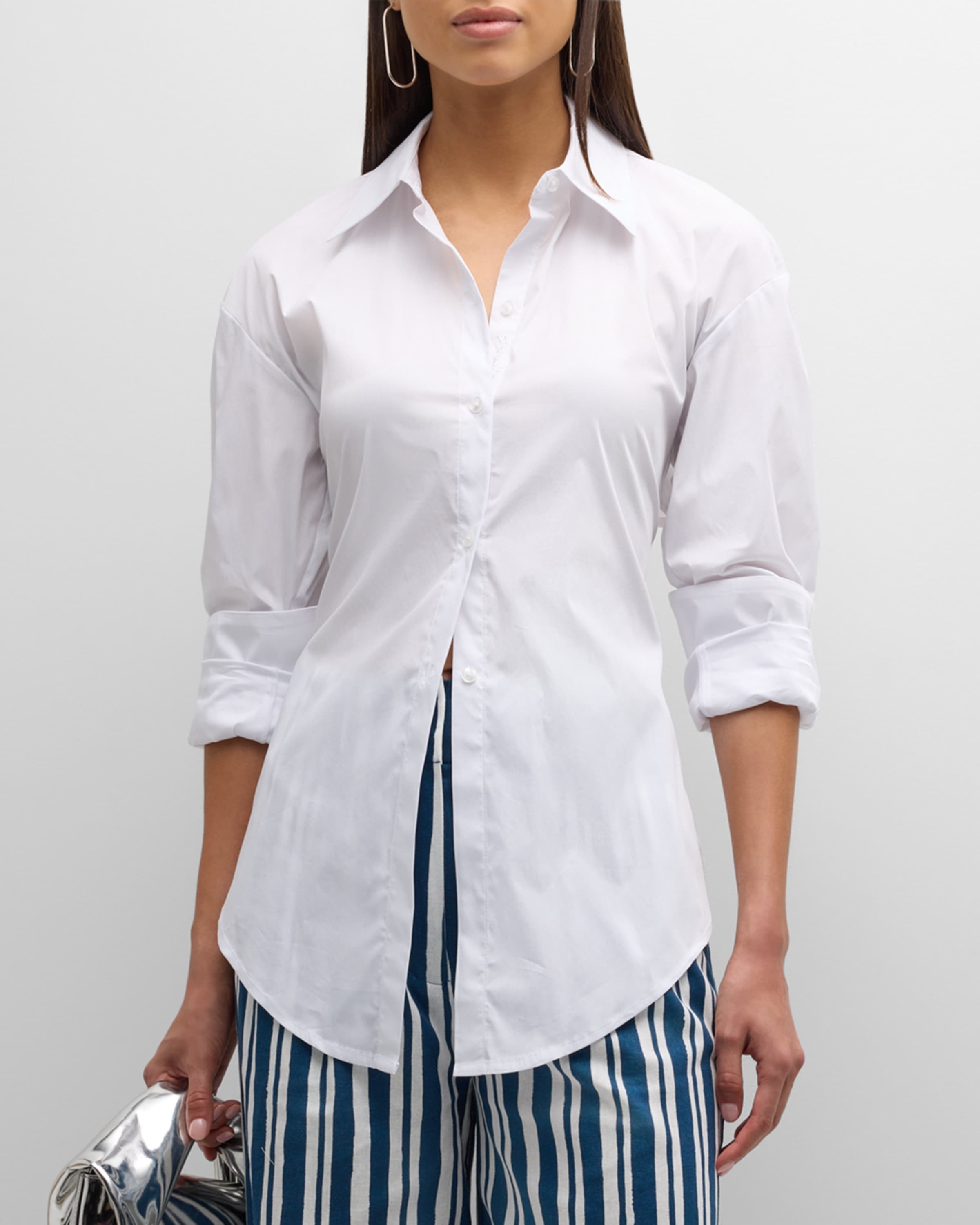 Loch Stretch Cotton Poplin Button-Front Shirt - 2