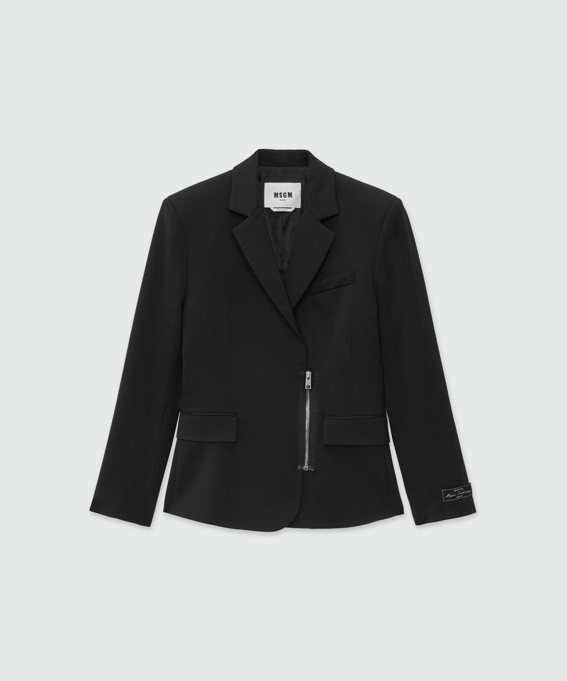 Blended wool jacket with zipper closure - 1