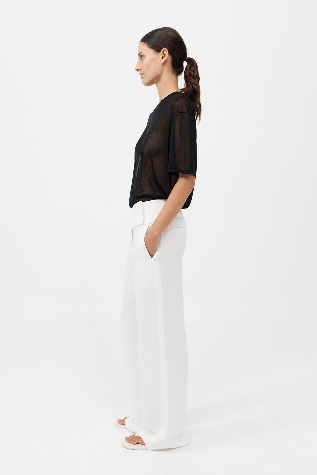 Sheer Oversized Tee - Black - 4