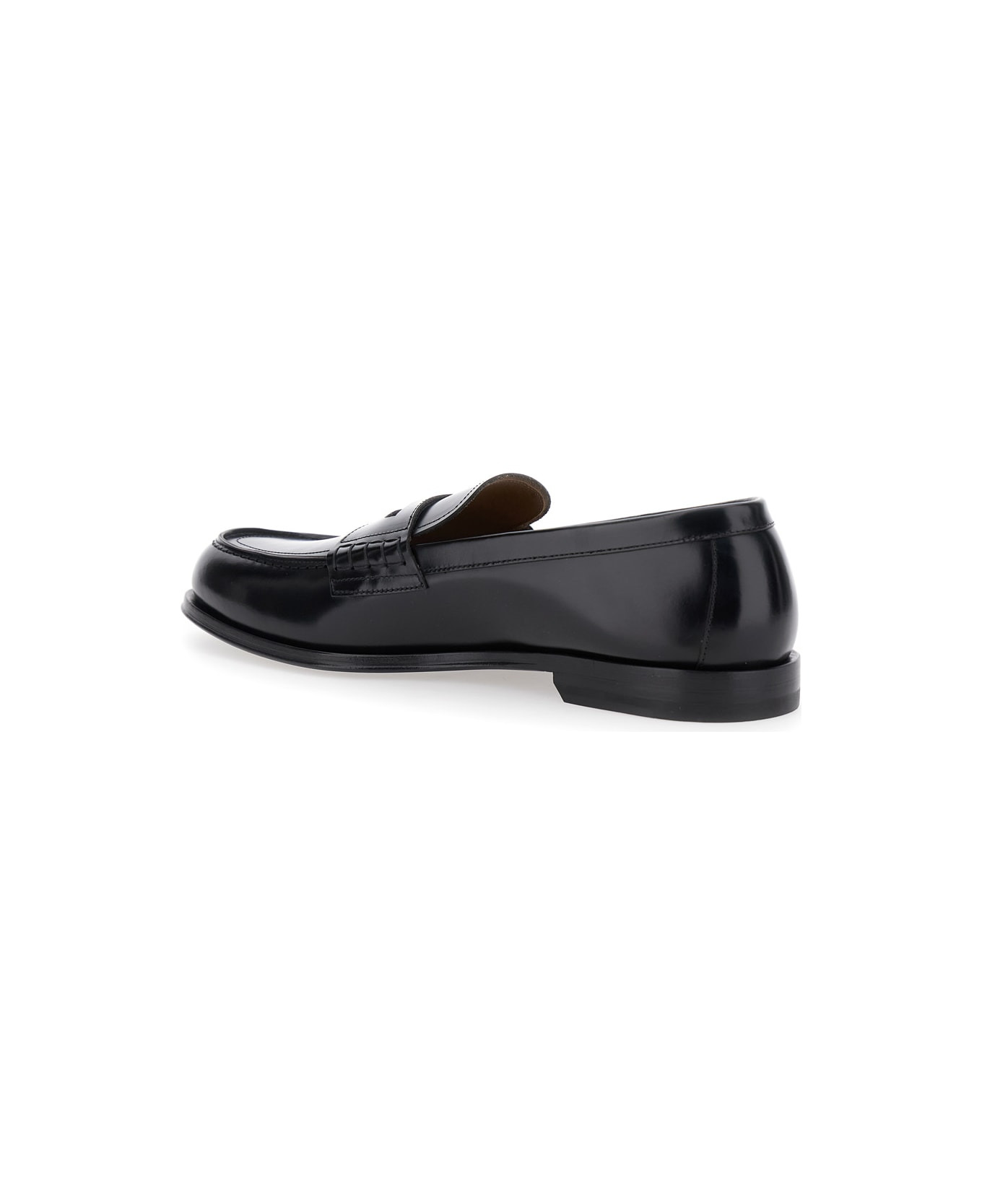 Black Loafers With Logo Plaque On The Front And Logo Lettering On The Heel In Leather Man - 3