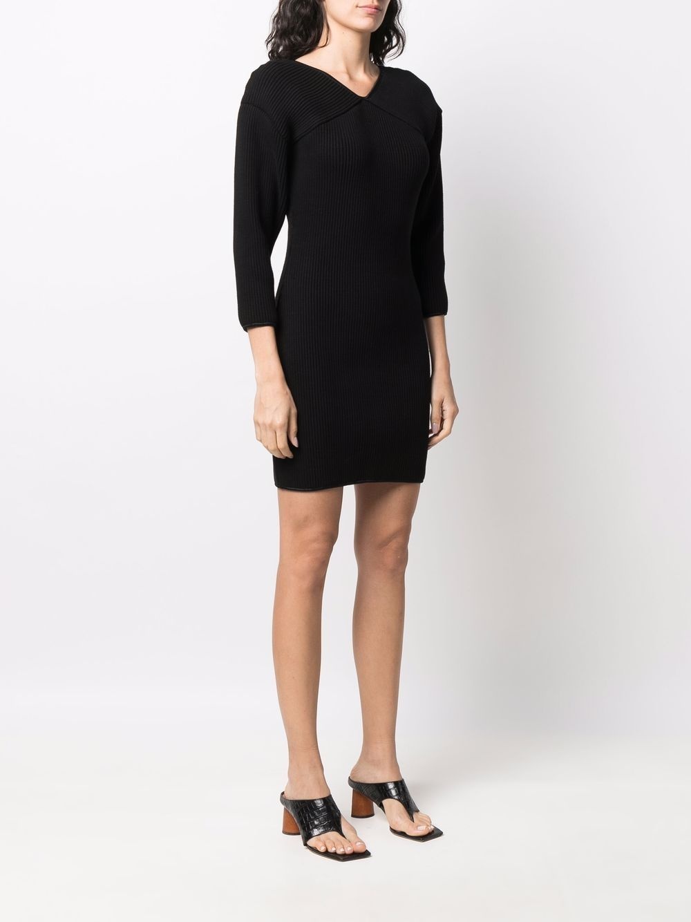 ribbed-knit V-neck dress - 3