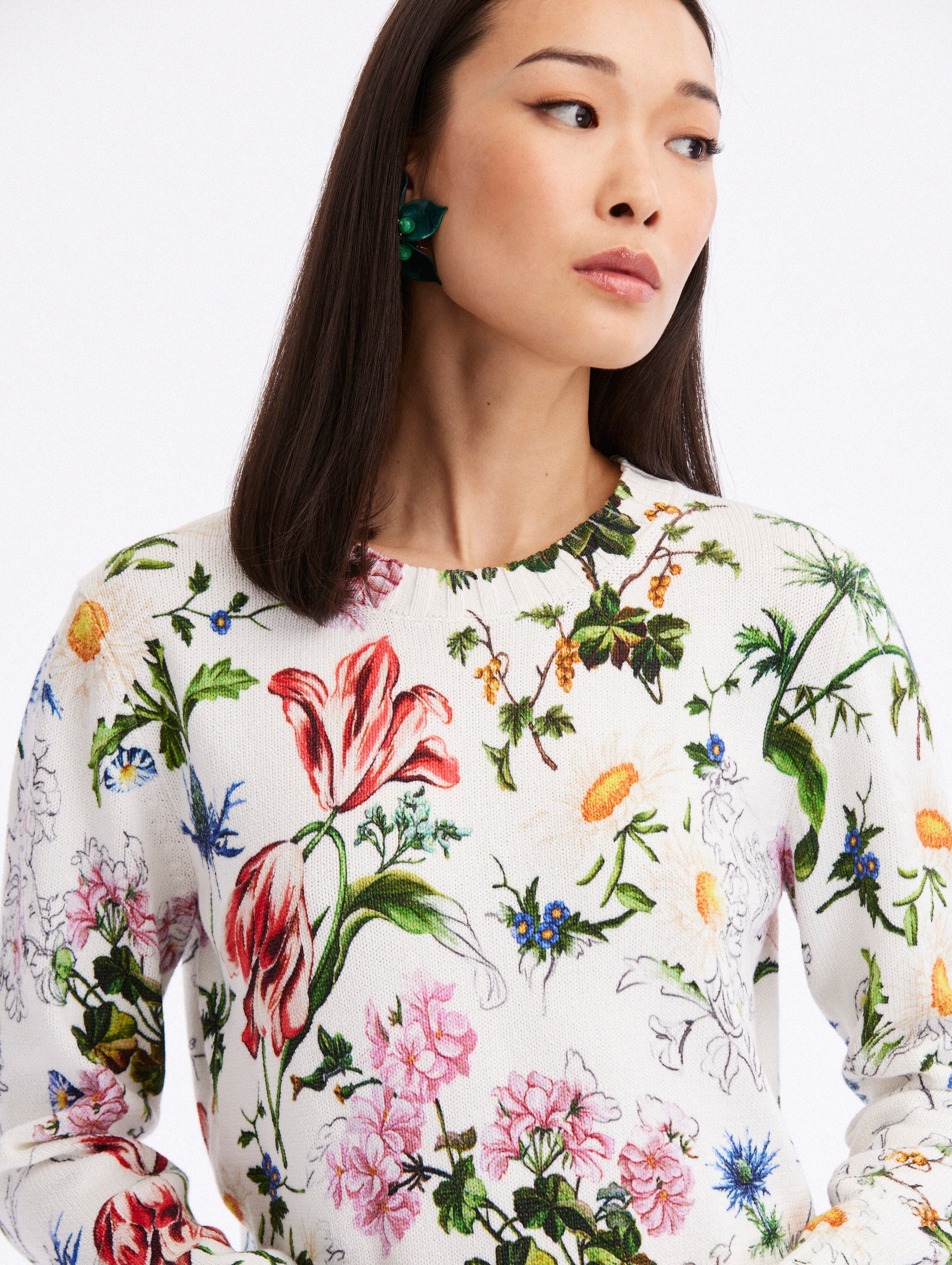 UNFINISHED FLORAL PRINTED PULLOVER - 4