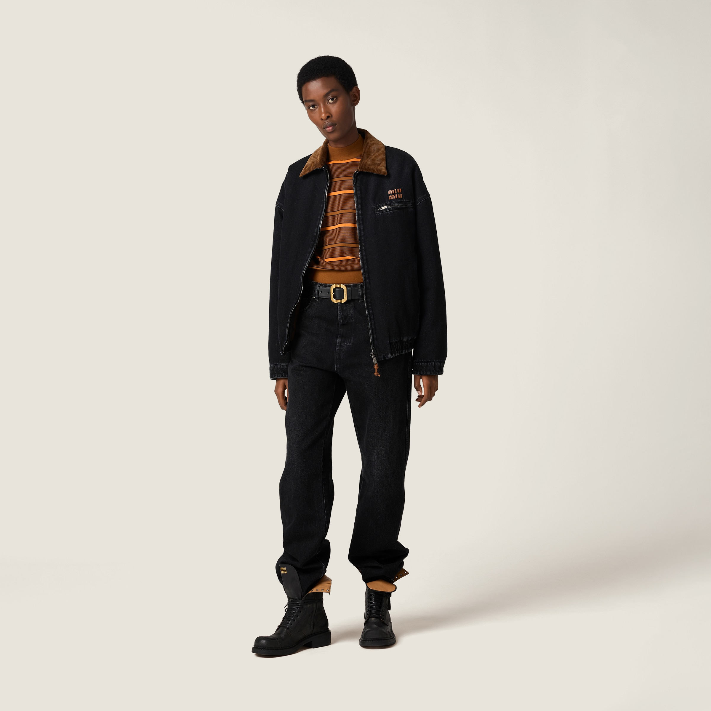 Black denim blouson jacket - 2