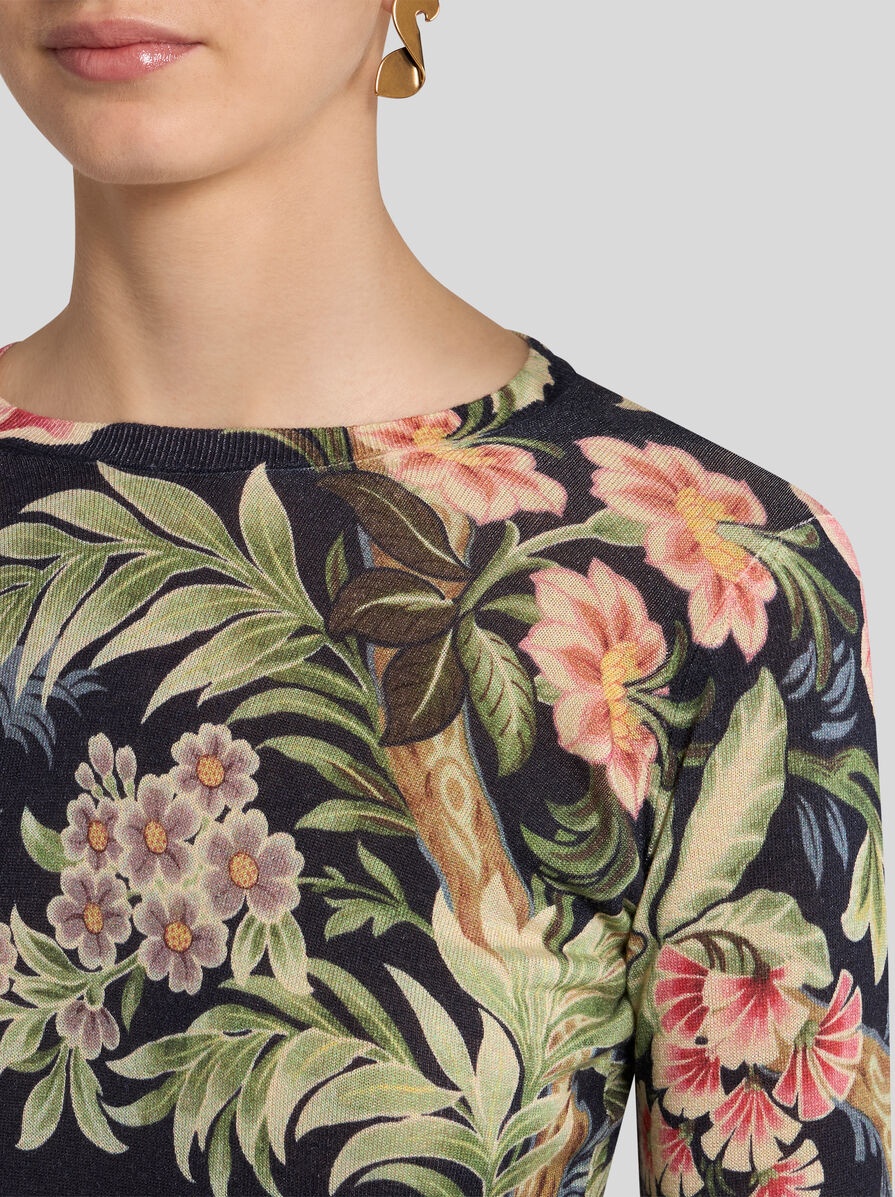 PRINTED CASHMERE AND SILK SWEATER - 3