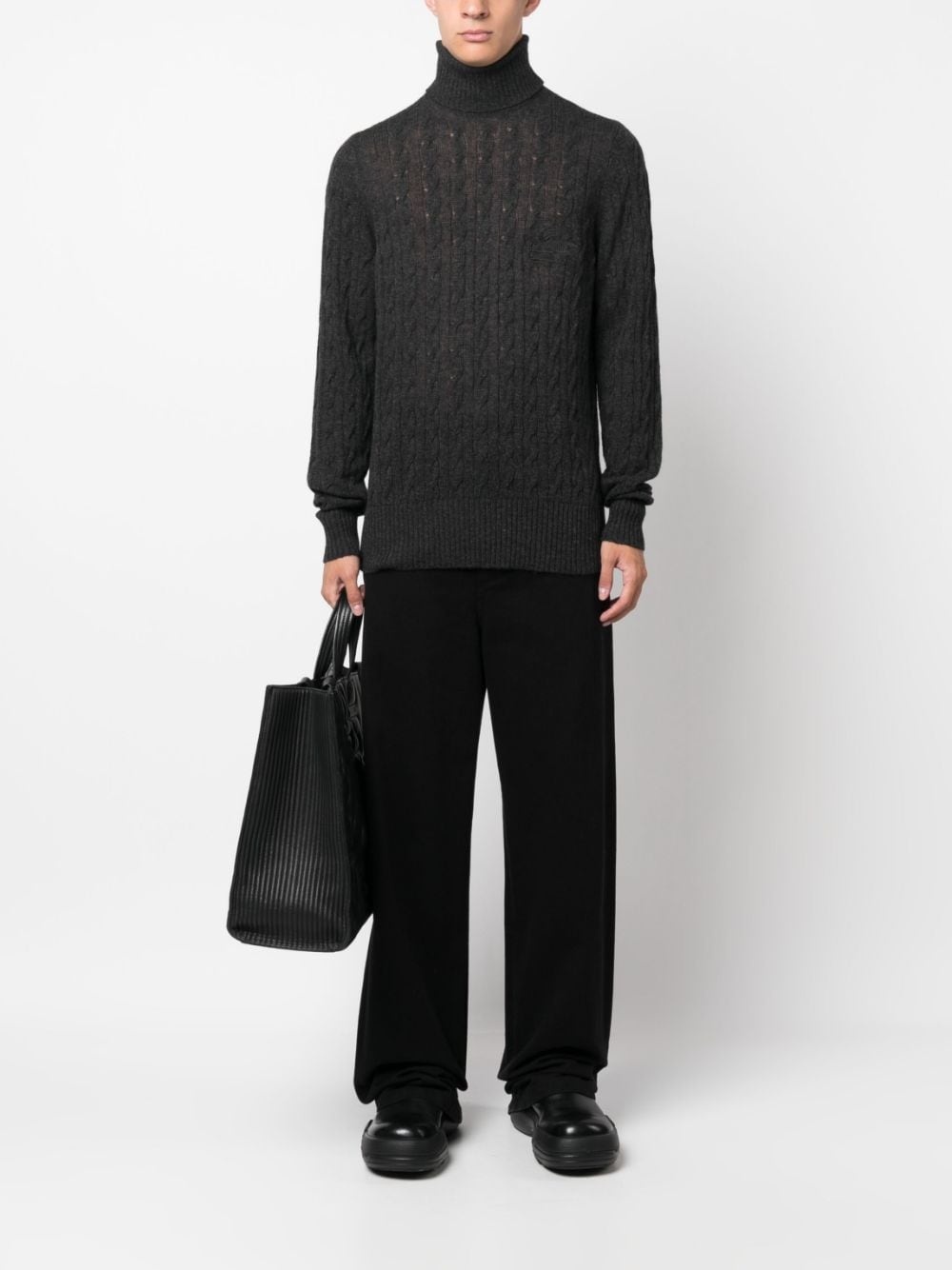 roll-neck cashmere cable-knit jumper - 2