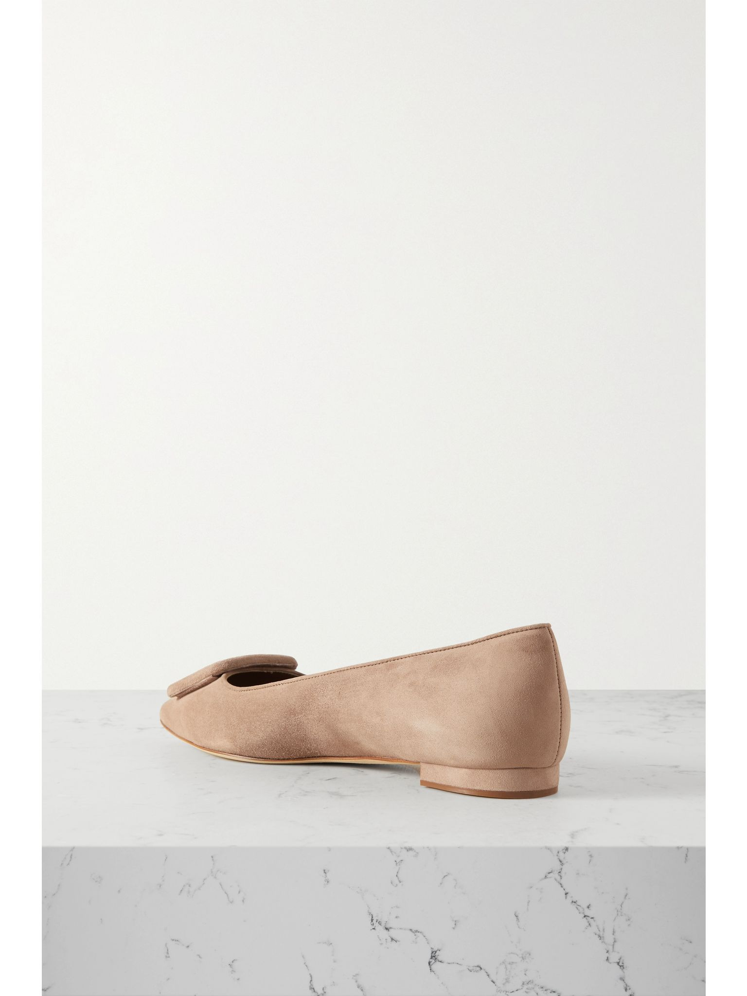 Maysale buckled suede point-toe flats Taupe - 3