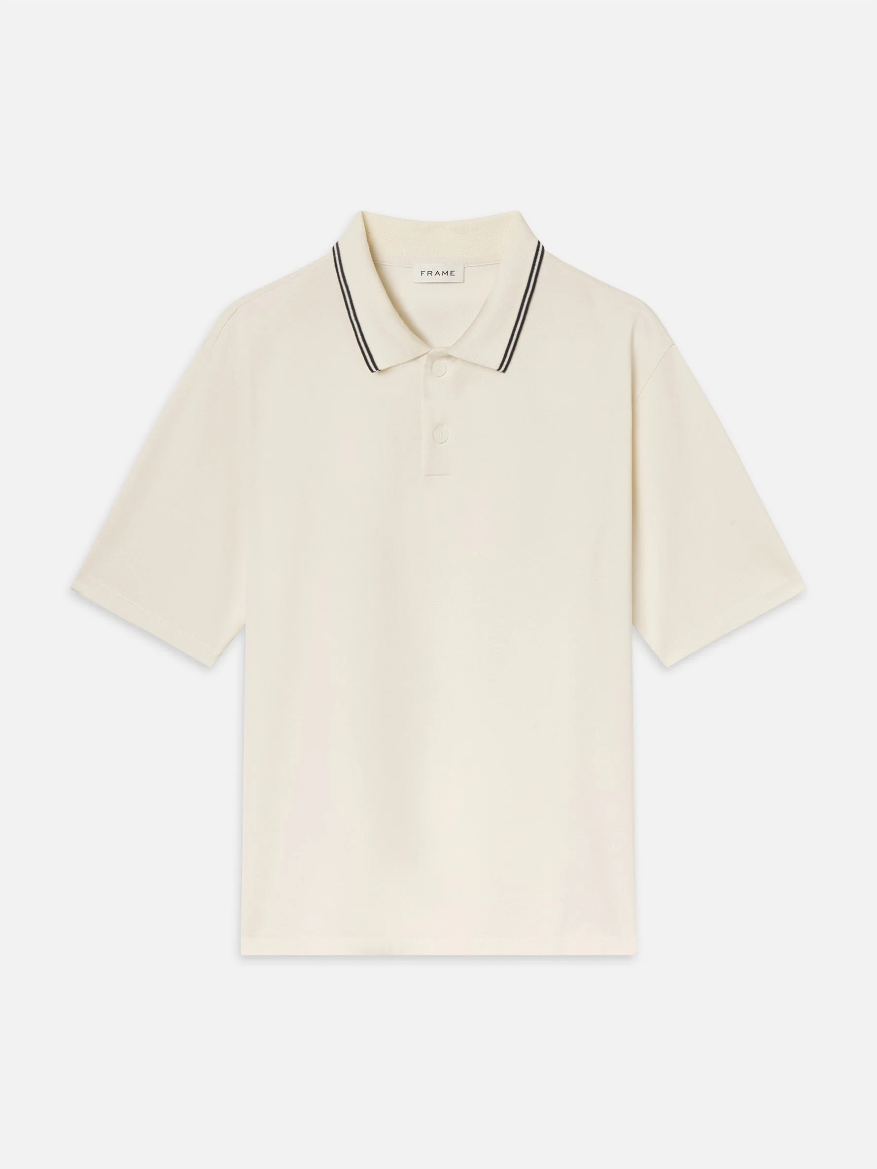 Light Pique Polo in White Sand - 1