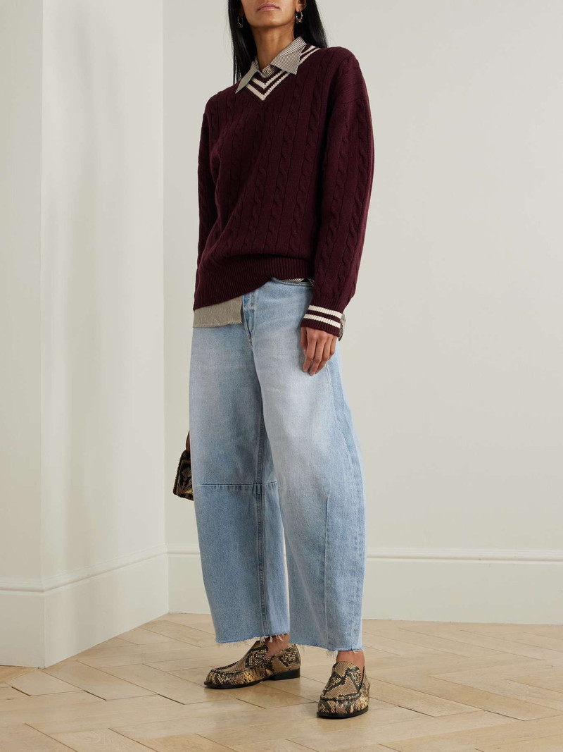 Citizens of Humanity Horseshoe frayed high-rise wide-leg jeans Light denim outlook
