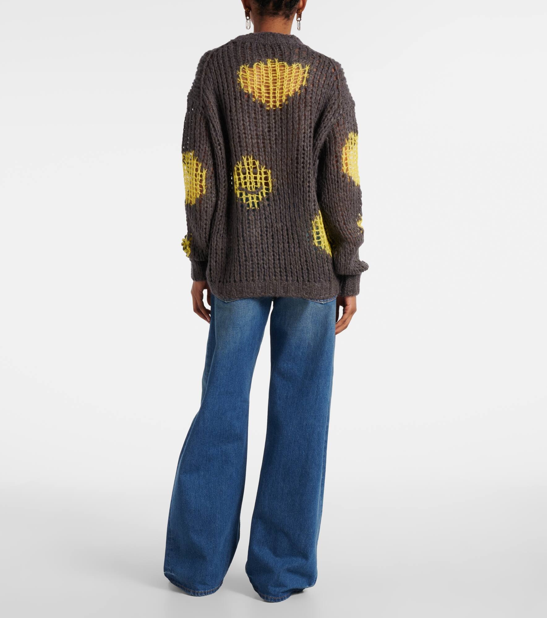 Embroidered open-knit sweater - 3