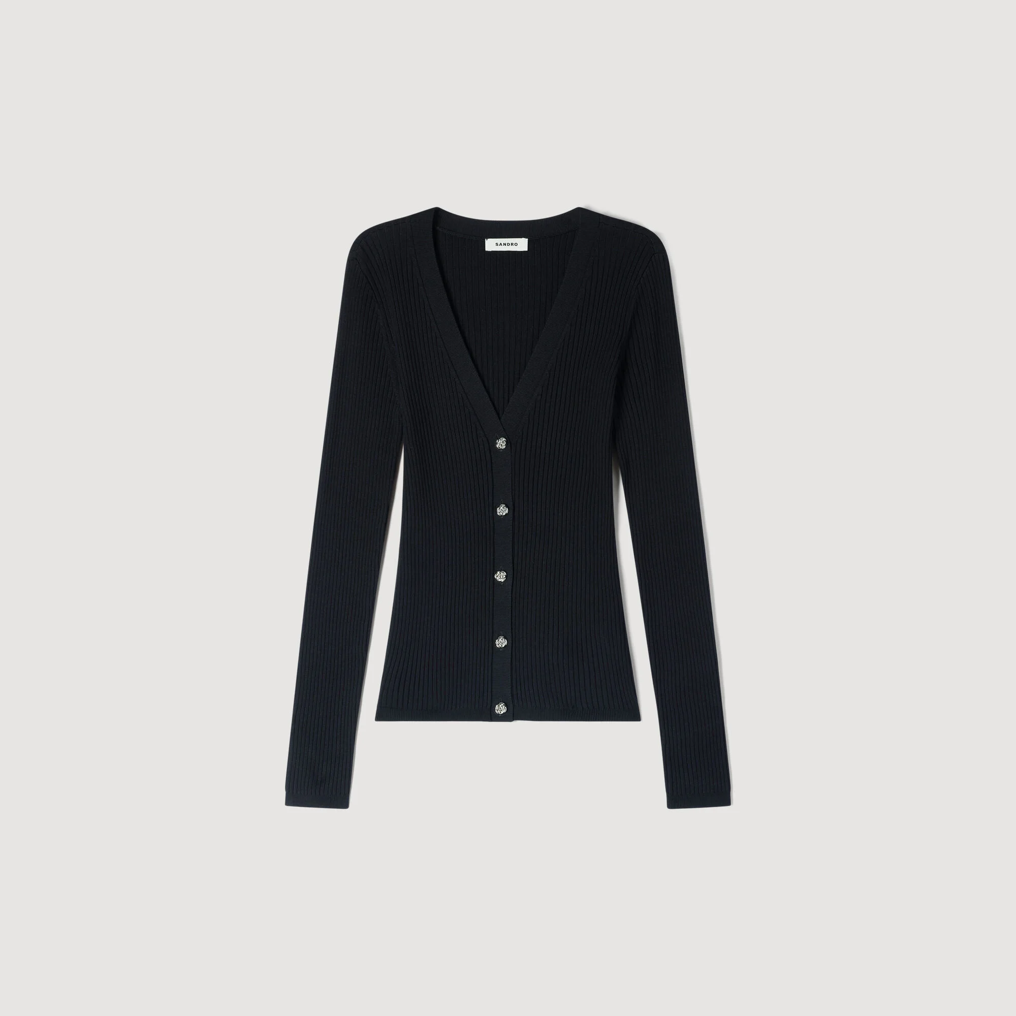 RIBBED CARDIGAN WITH FANCY BUTTONS - 1