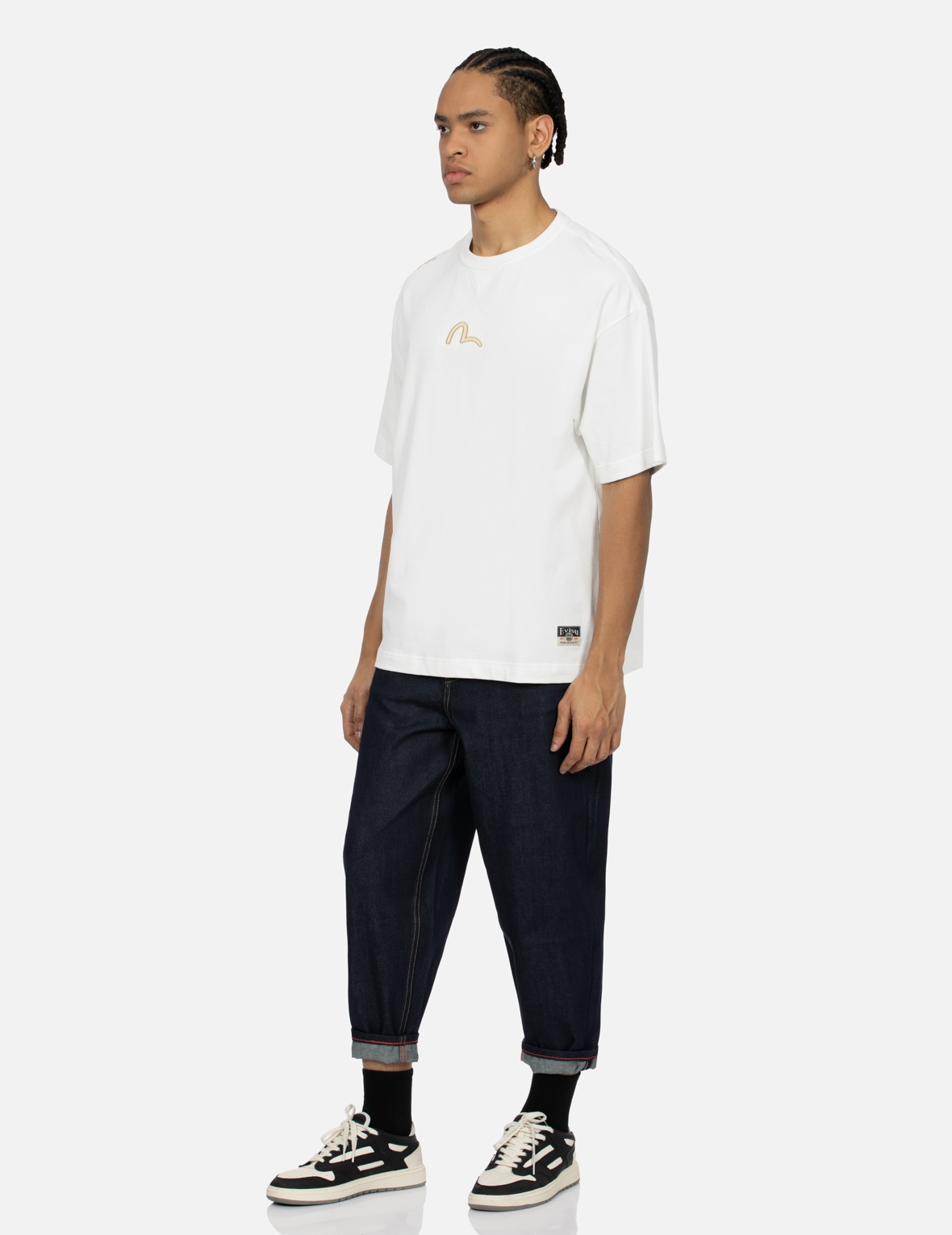 SEAGULL EMBROIDERY BALLOON FIT JEANS - 4
