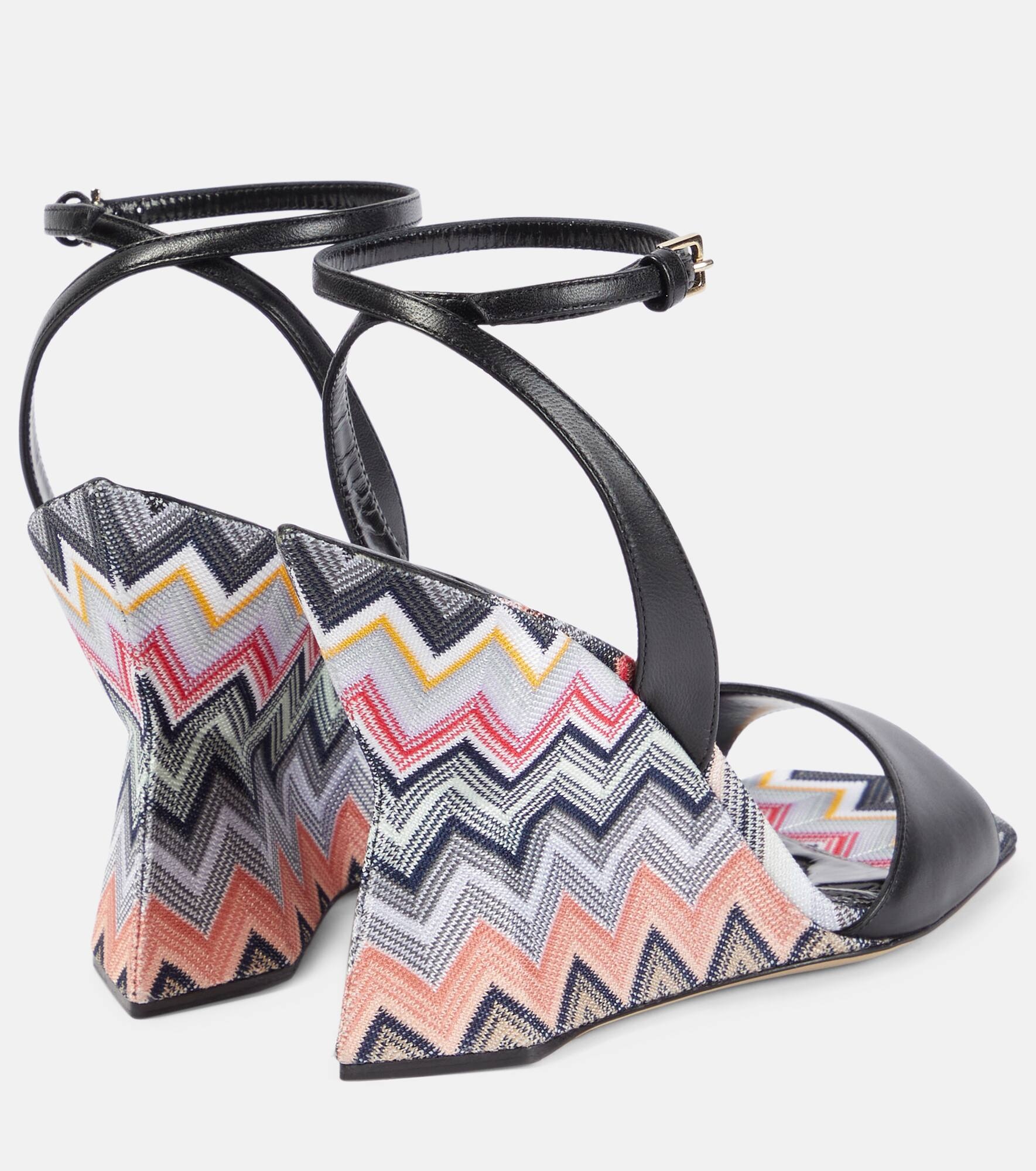 Zig Zag leather wedge sandals - 3