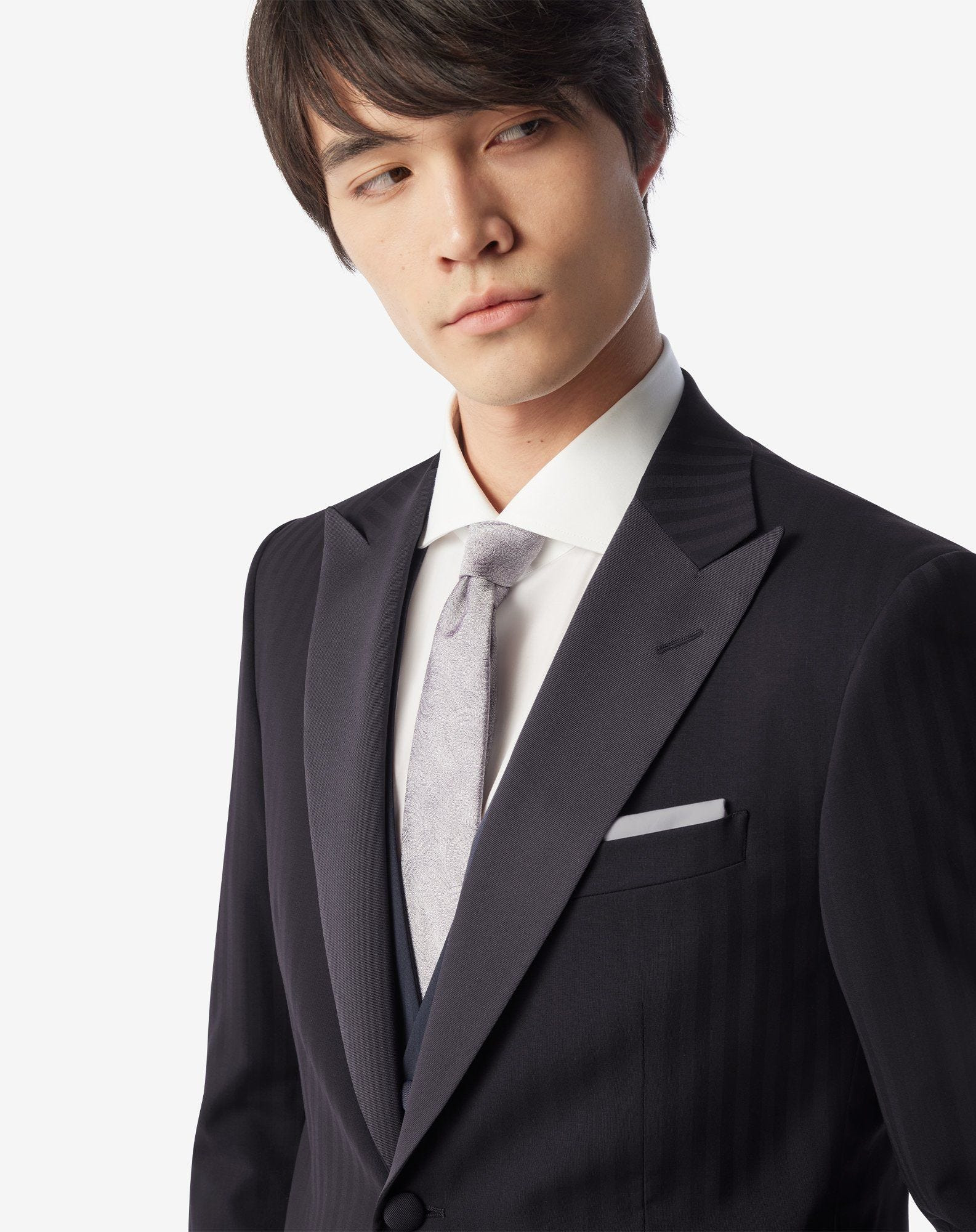 Navy blue pure wool tuxedo with waistcoat - 6