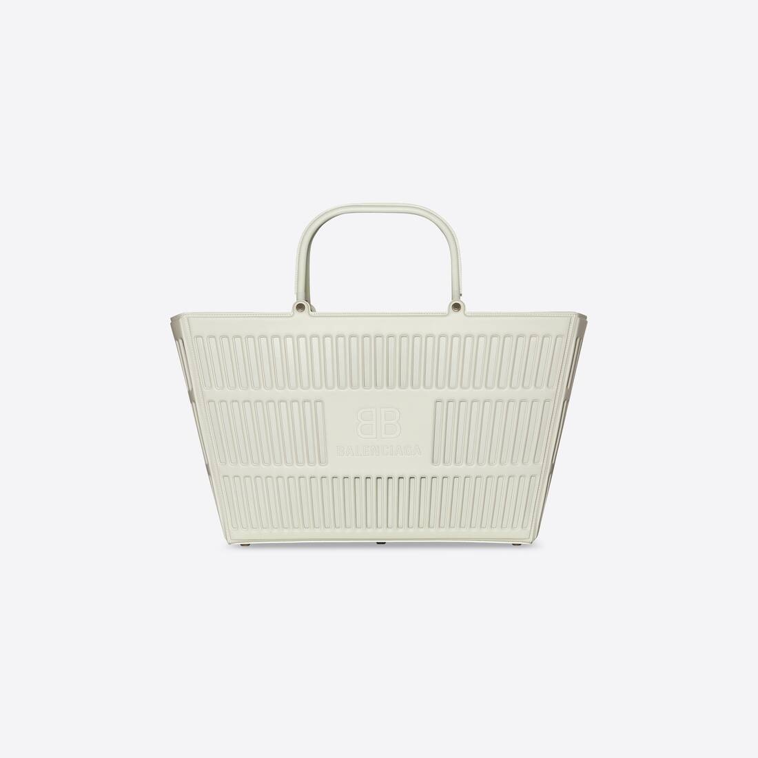 Mag Large Basket Bag In Thermoformed Smooth Calfskin in White - 2