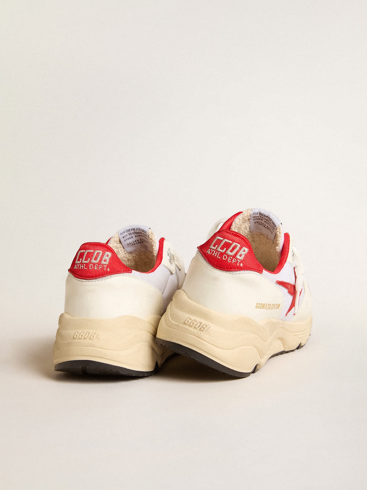 Running Sole LTD in white nappa and nylon with a red leather star - 4