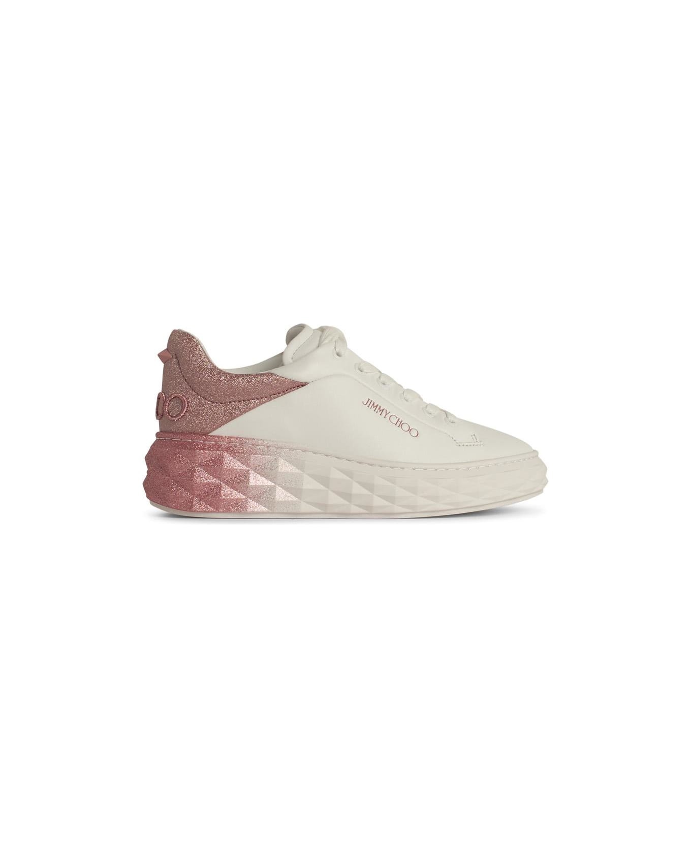 'diamond' Pink Leather Sneakers - 1