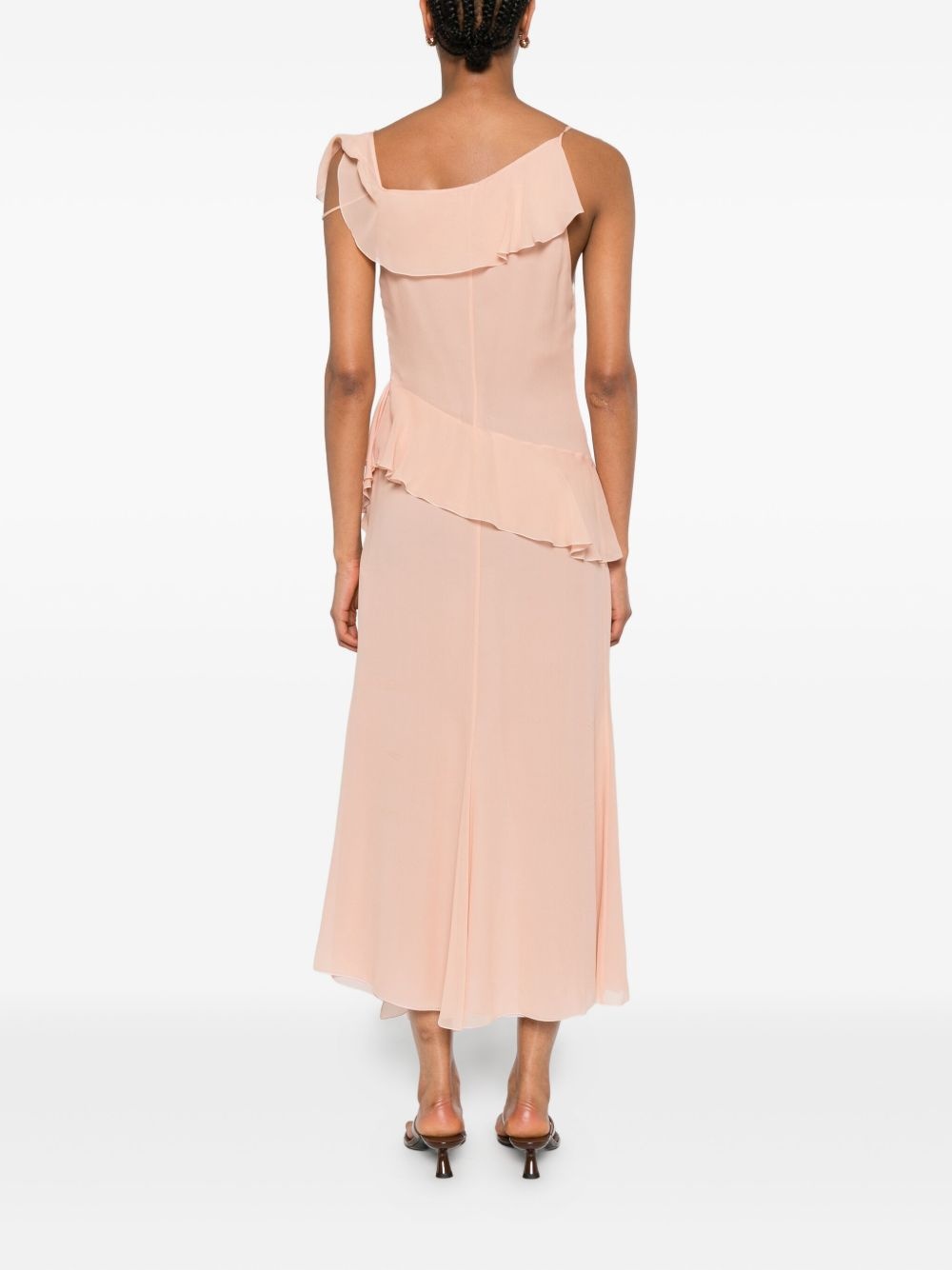 ruffled-trim silk maxi dress - 4