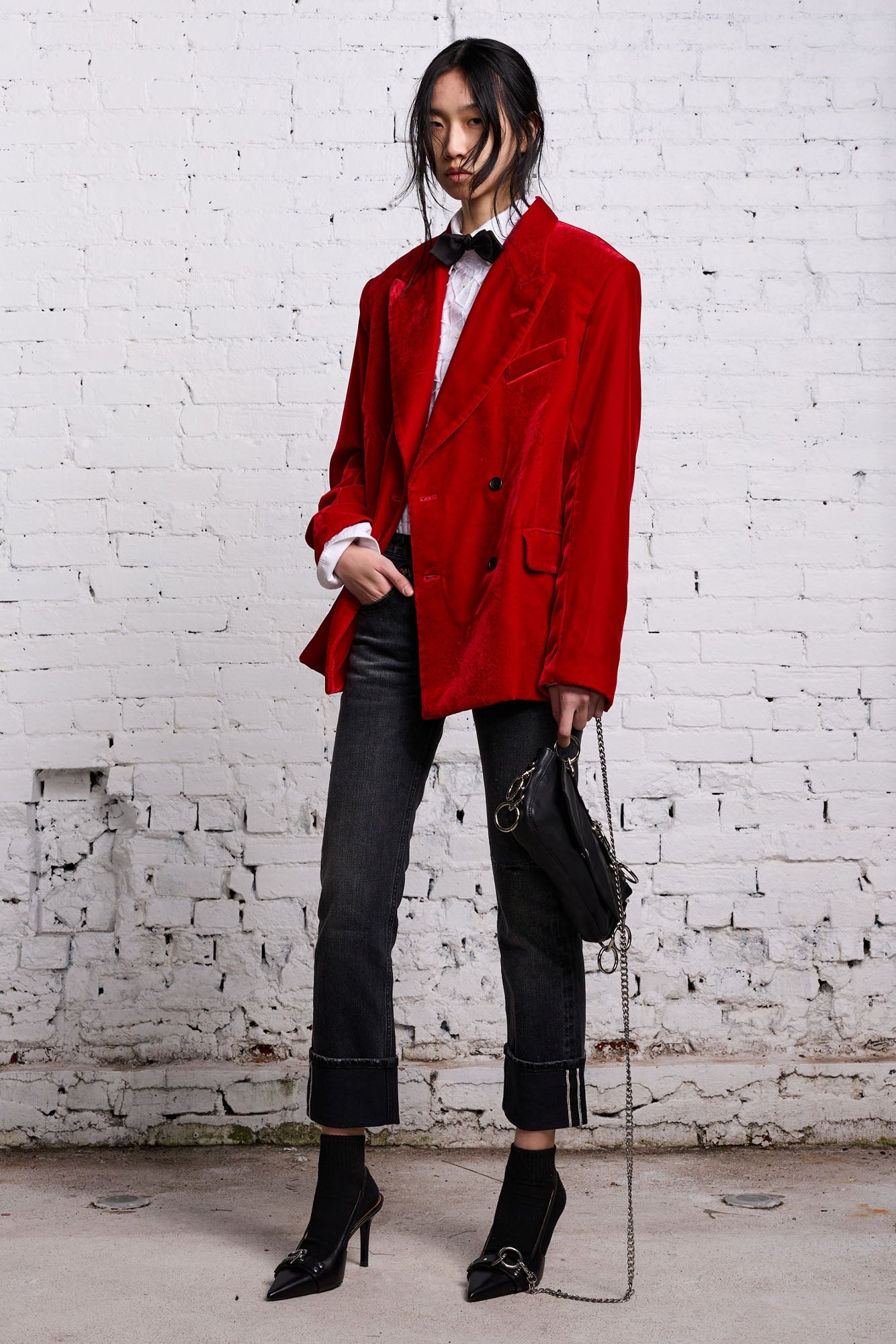 OVERSIZED RAGGED BLAZER - RED VELVET - 3