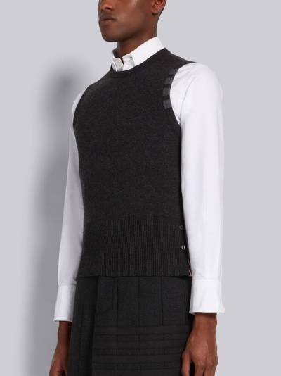 Thom Browne Dark Grey Cashmere 4-Bar Shell Top outlook