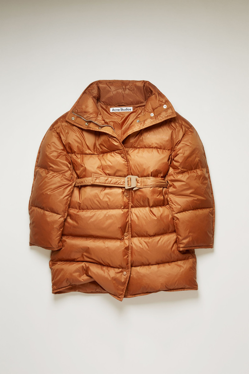Belted puffer coat mink brown 6